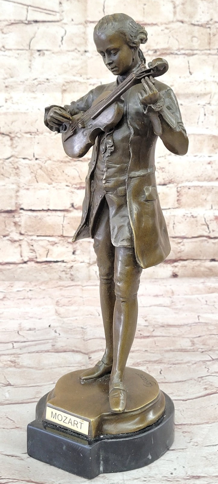 Mozart Violinist Genuine Real Bronze Statue - Fine Art Music Lover`s Gift