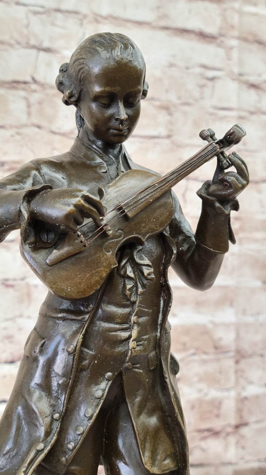 Mozart Violinist Genuine Real Bronze Statue - Fine Art Music Lover`s Gift