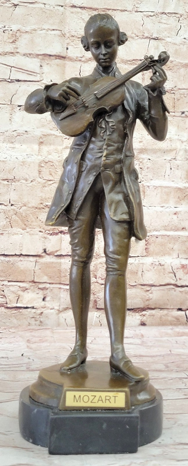 Mozart Violinist Genuine Real Bronze Statue - Fine Art Music Lover`s Gift
