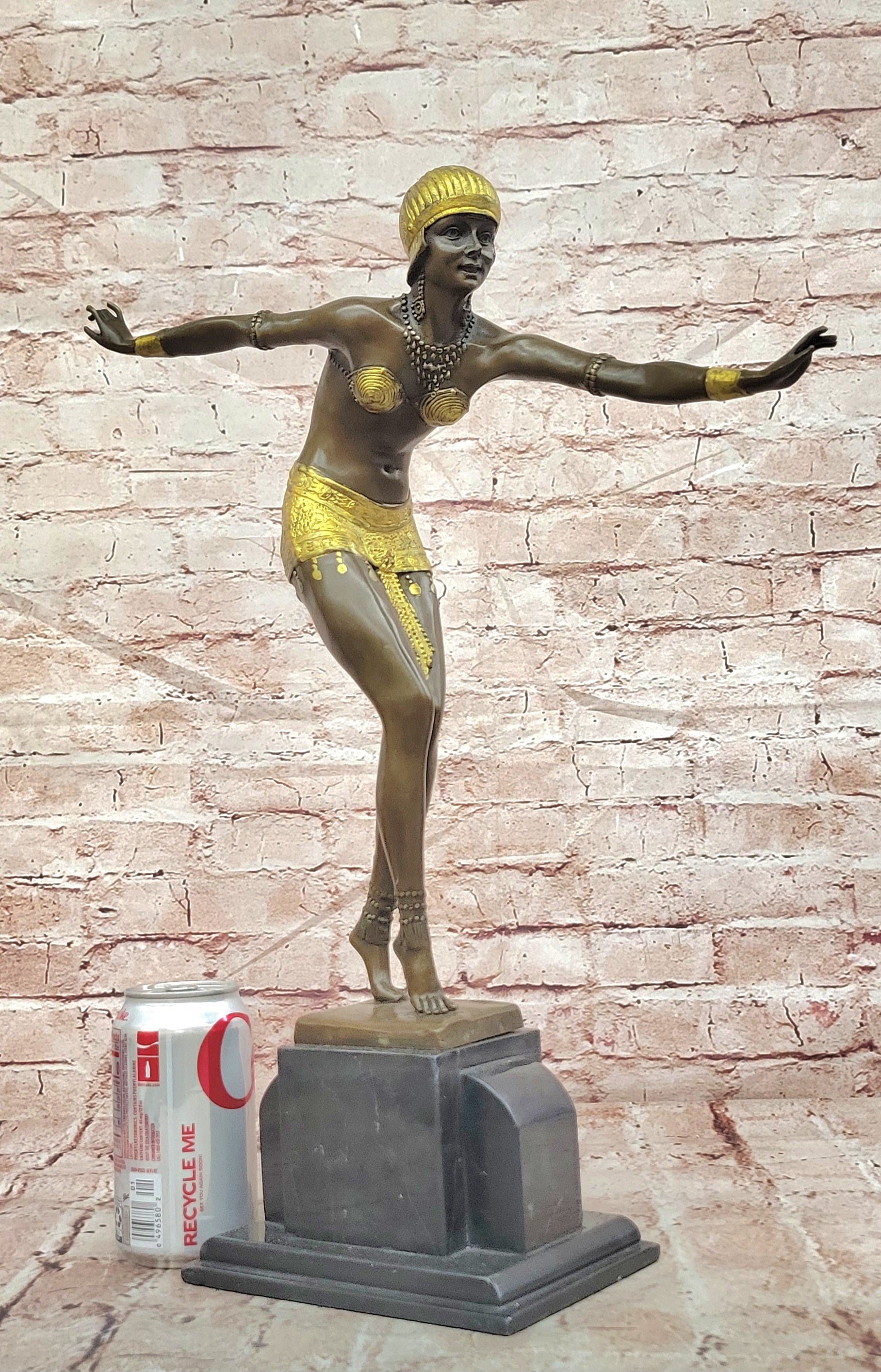 Bronze Step Foot Dancer Sculpture Art Deco Style Chiparus Collectible Artwork