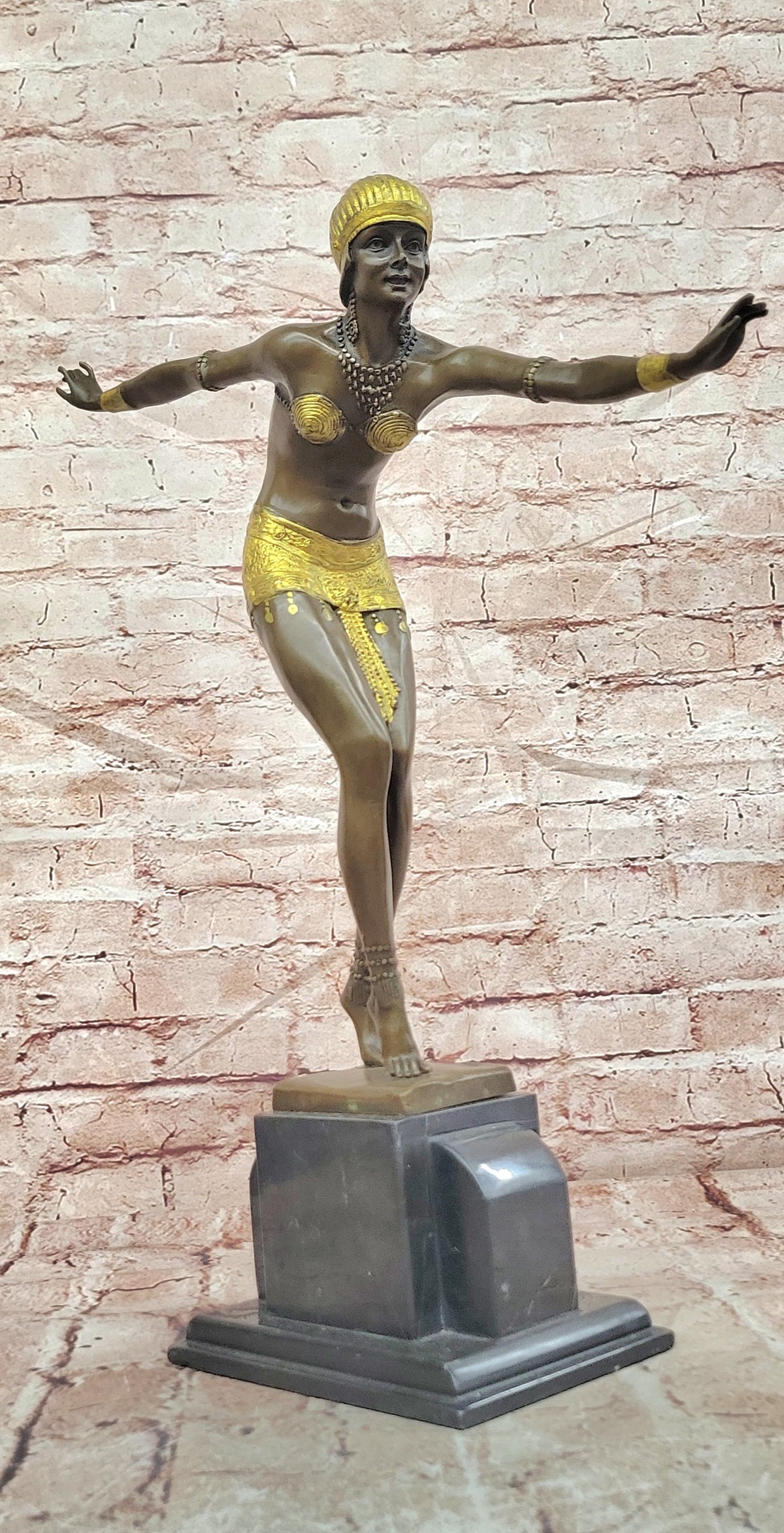 Bronze Step Foot Dancer Sculpture Art Deco Style Chiparus Collectible Artwork