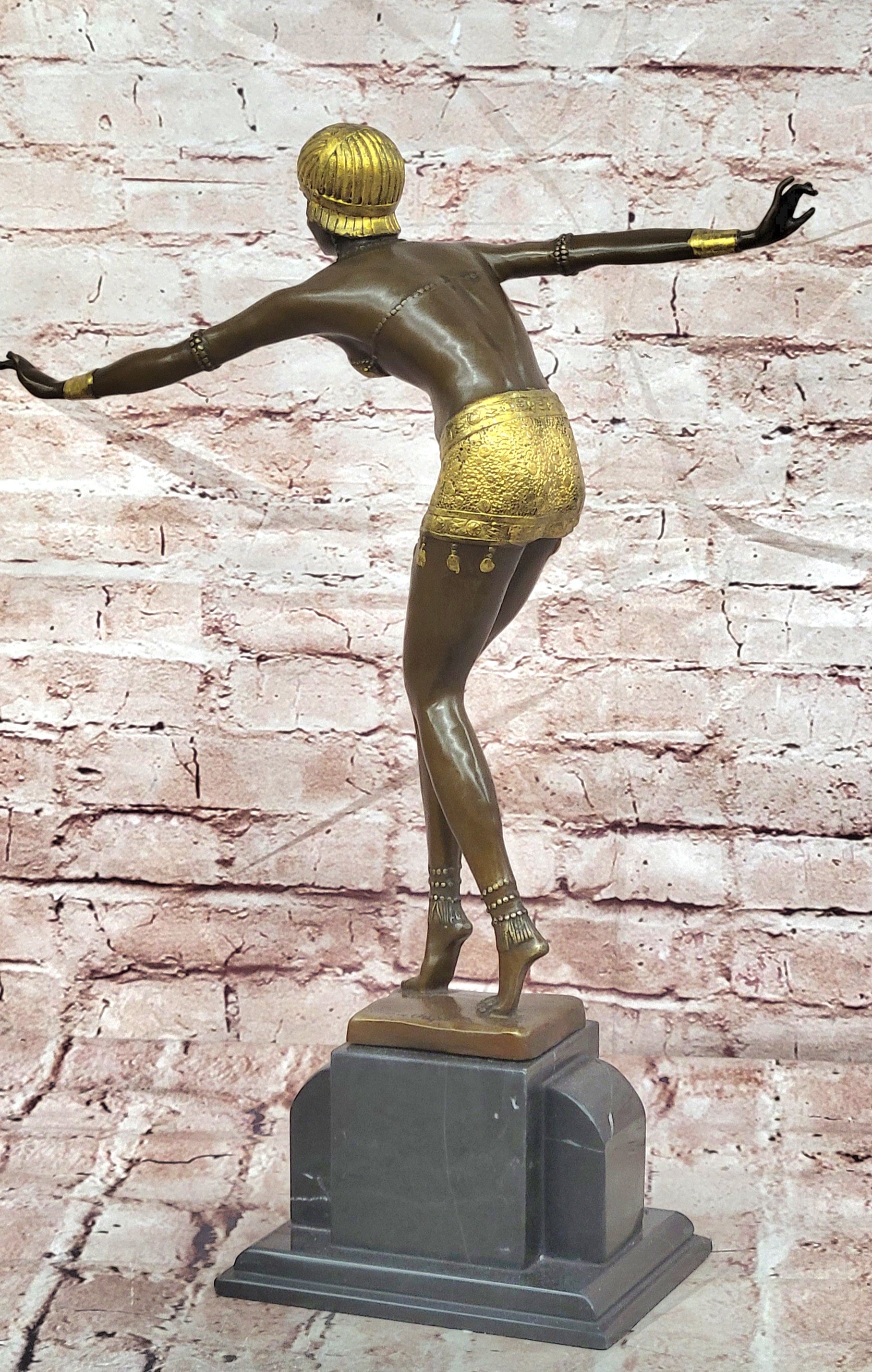 Bronze Step Foot Dancer Sculpture Art Deco Style Chiparus Collectible Artwork