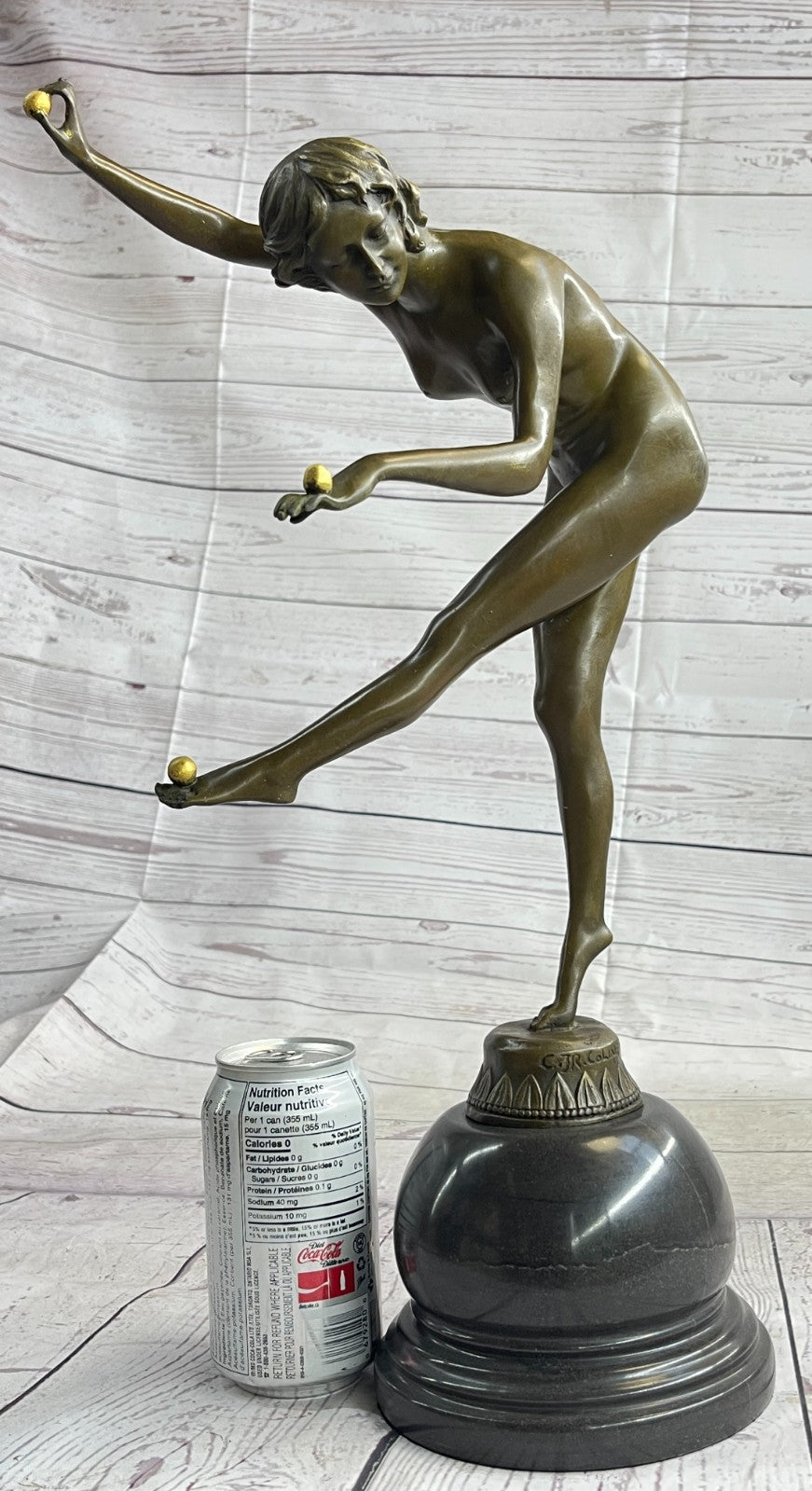 Claire Colinet`s Art Nouveau "The Juggler" Bronze Sculpture: Handcrafted Artwork