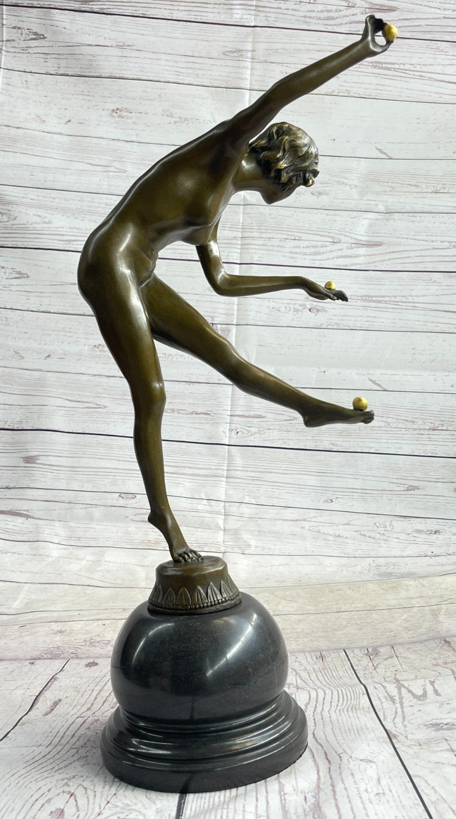 Claire Colinet`s Art Nouveau "The Juggler" Bronze Sculpture: Handcrafted Artwork