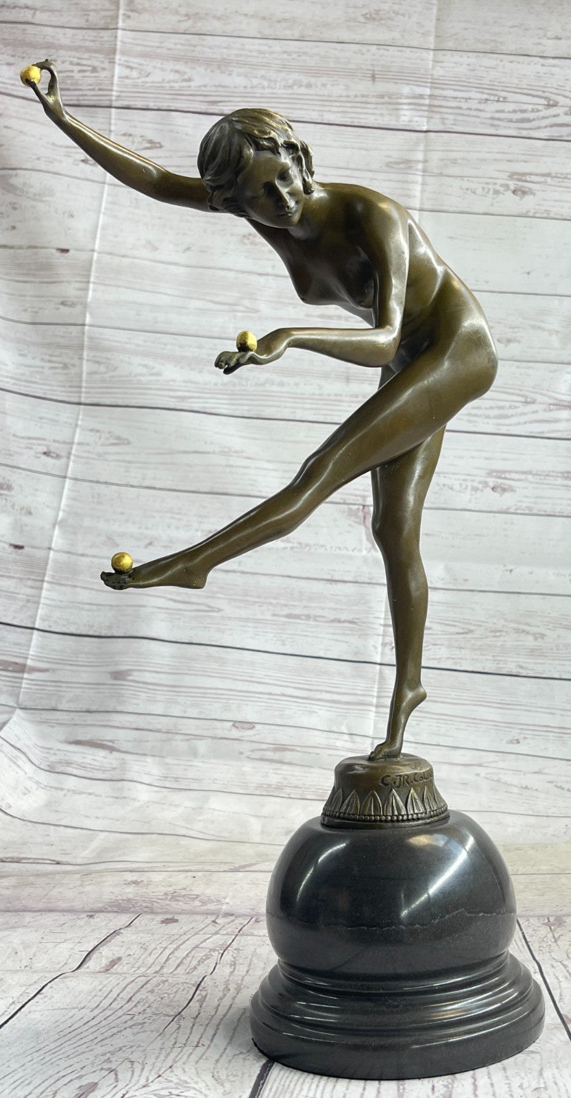 Claire Colinet`s Art Nouveau "The Juggler" Bronze Sculpture: Handcrafted Artwork