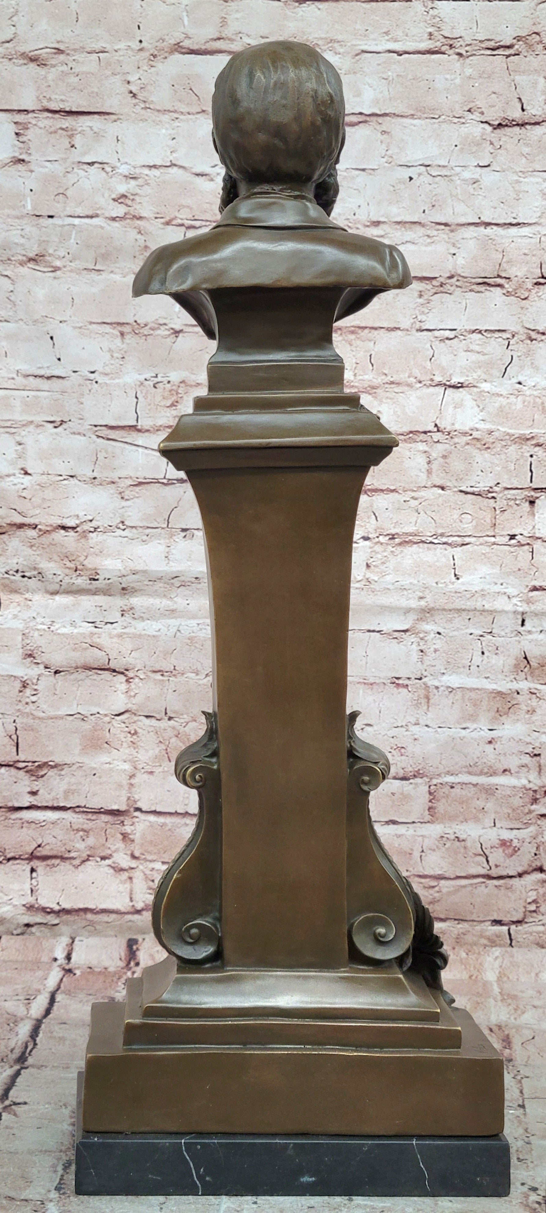 Genuine Hot Cast Bronze Composer Bust with Maiden Allegory Statue