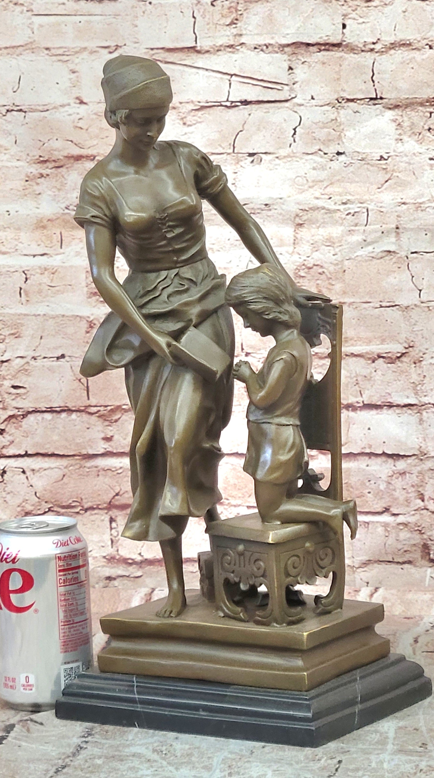 Signed Bronze Mother Daughter Devotion Statue Milo Spiritual Family Sculpture