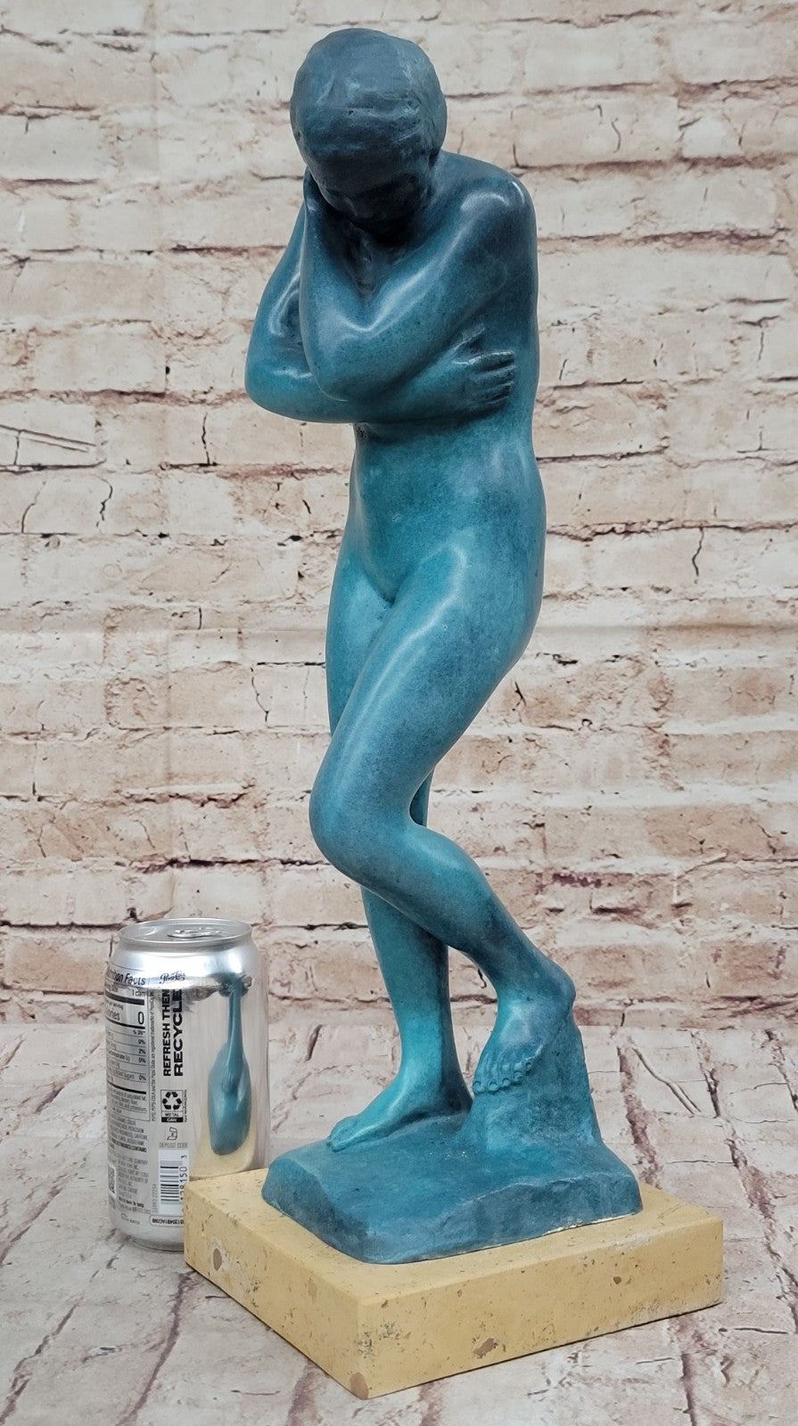 Rodin Eve Bronze Sculpture: Handcrafted Semi Nude Female Figurine