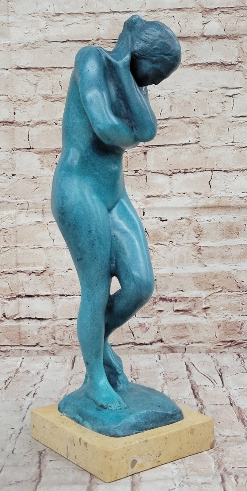 Rodin Eve Bronze Sculpture: Handcrafted Semi Nude Female Figurine