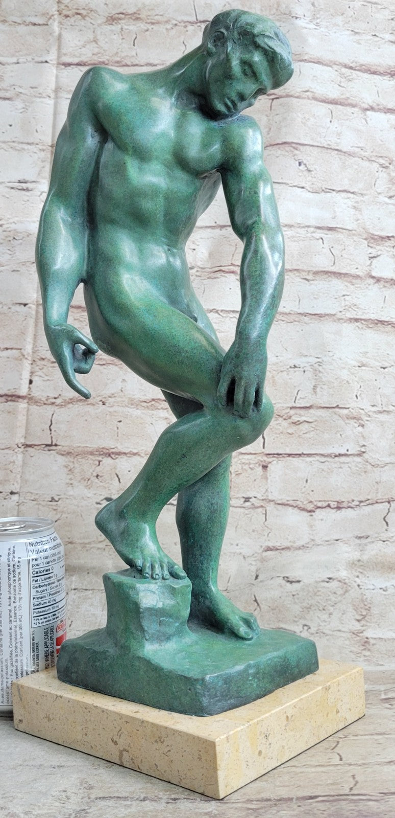A Cast Bronze Sculpture, Adam, By Auguste Rodin Special Patina 18" Tall Decor