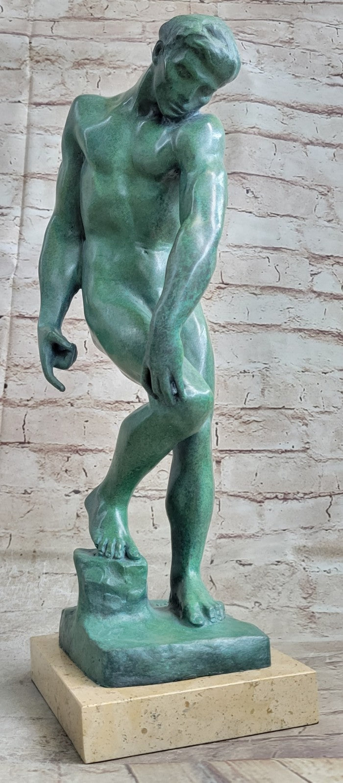 A Cast Bronze Sculpture, Adam, By Auguste Rodin Special Patina 18" Tall Decor
