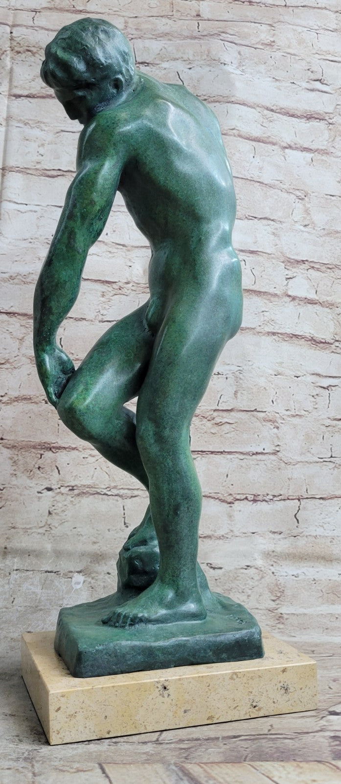 A Cast Bronze Sculpture, Adam, By Auguste Rodin Special Patina 18" Tall Decor
