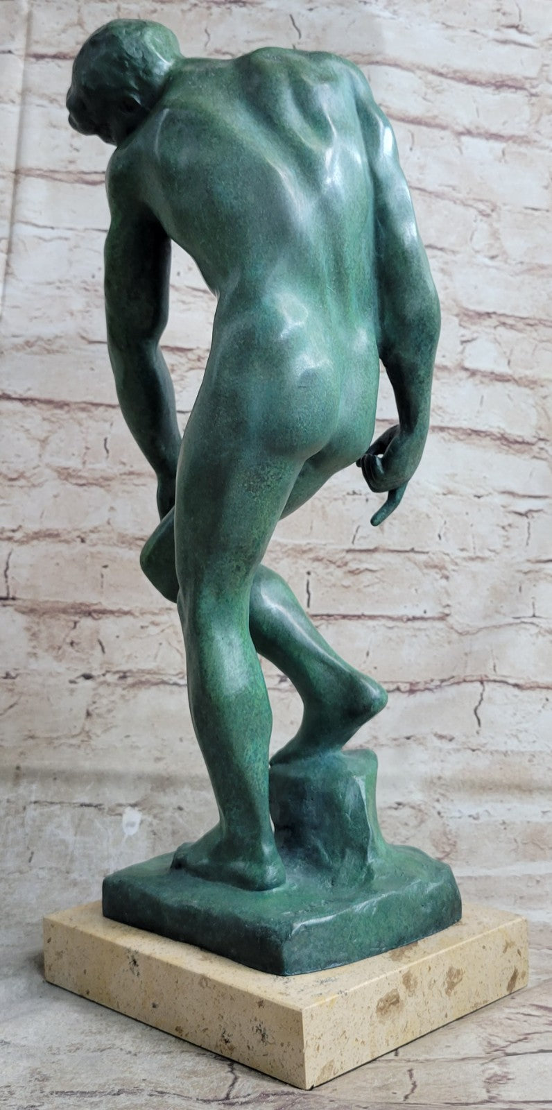 A Cast Bronze Sculpture, Adam, By Auguste Rodin Special Patina 18" Tall Decor