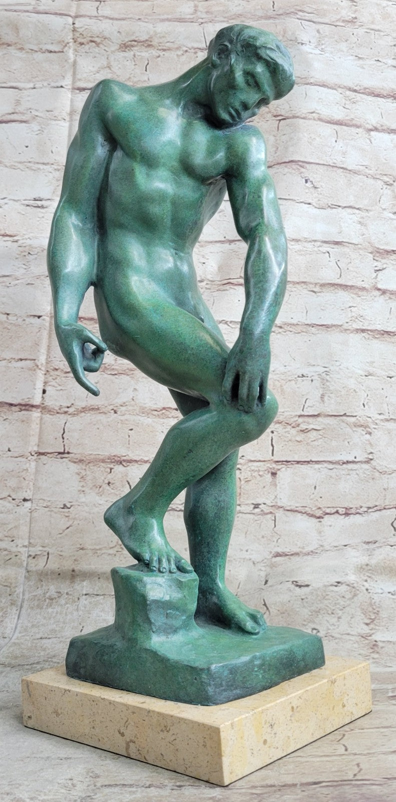 A Cast Bronze Sculpture, Adam, By Auguste Rodin Special Patina 18" Tall Decor