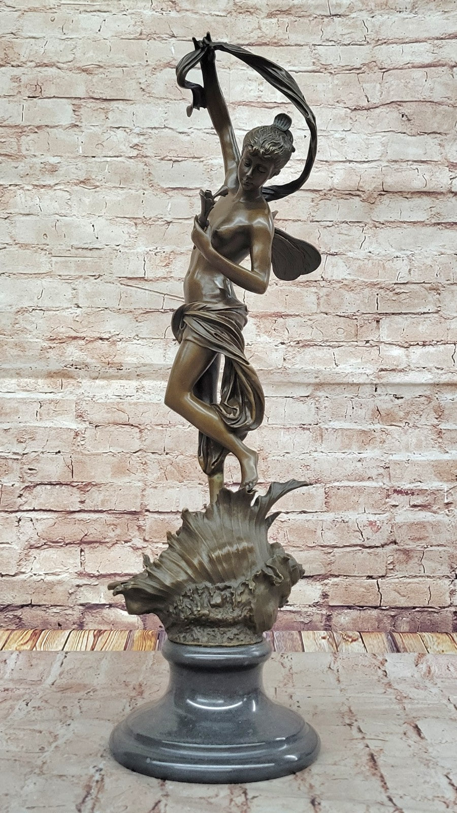 Signed Art Nouveau Winged Fairy Angel Bronze Sculpture - Collectible Home Décor