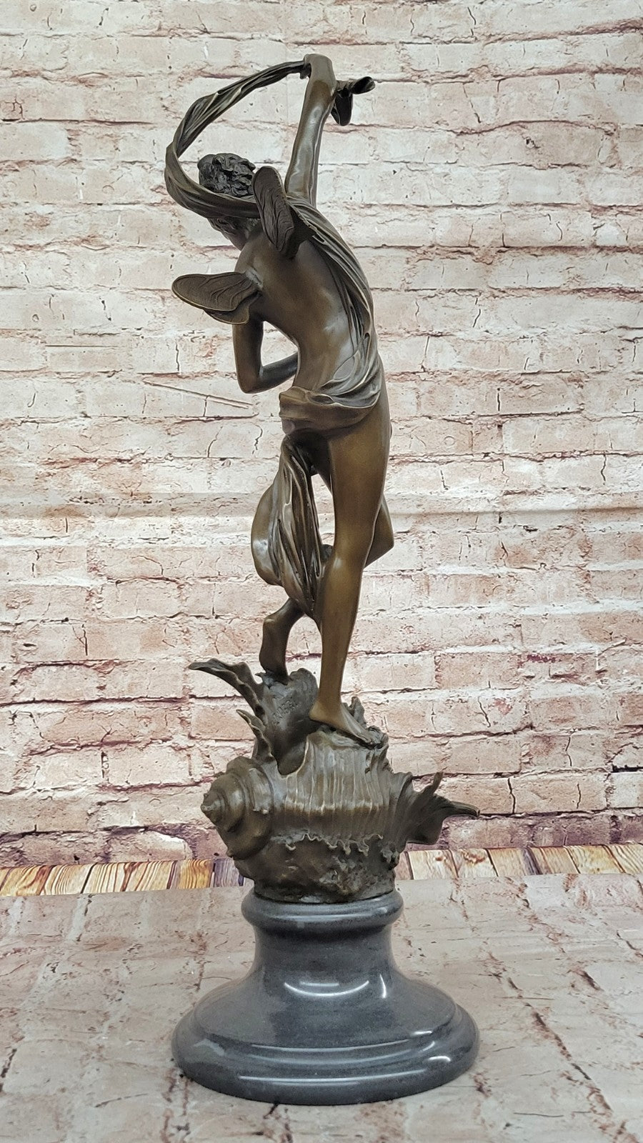 Signed Art Nouveau Winged Fairy Angel Bronze Sculpture - Collectible Home Décor