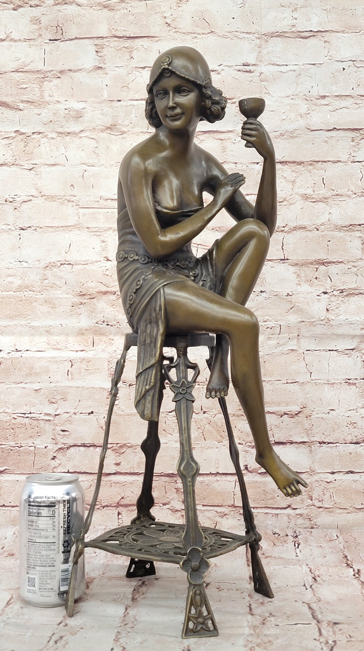 Hand Made Young Girl Sitting A chair Bronze Sculpture By MIR Statue Figurine