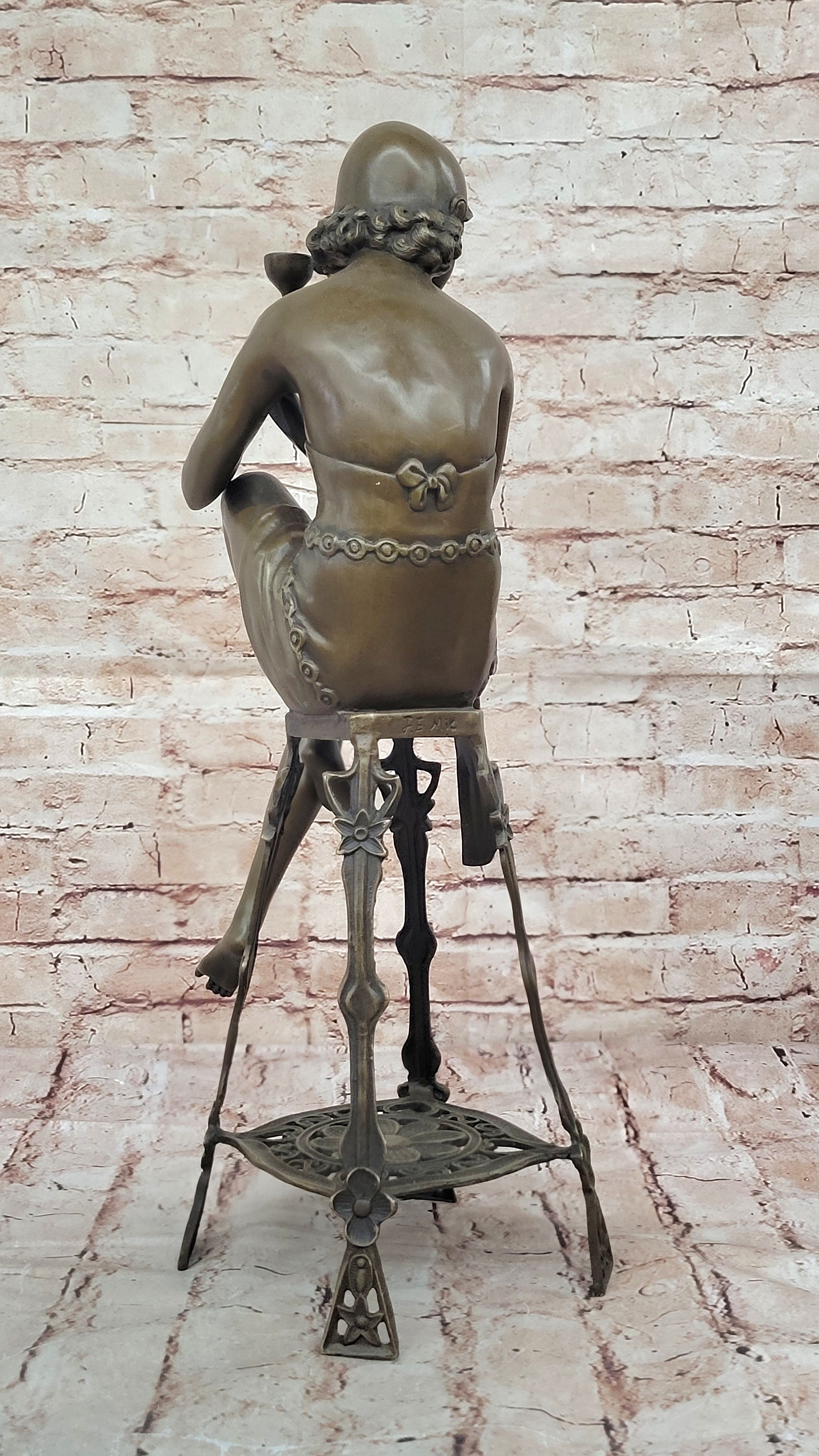 Hand Made Young Girl Sitting A chair Bronze Sculpture By MIR Statue Figurine