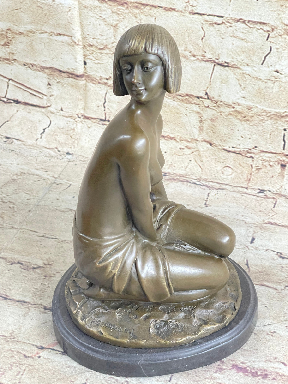 100% Solid Gorgeous Woman Bronze Sculpture – Museum Quality Classic Artwork by A. Gennarelli