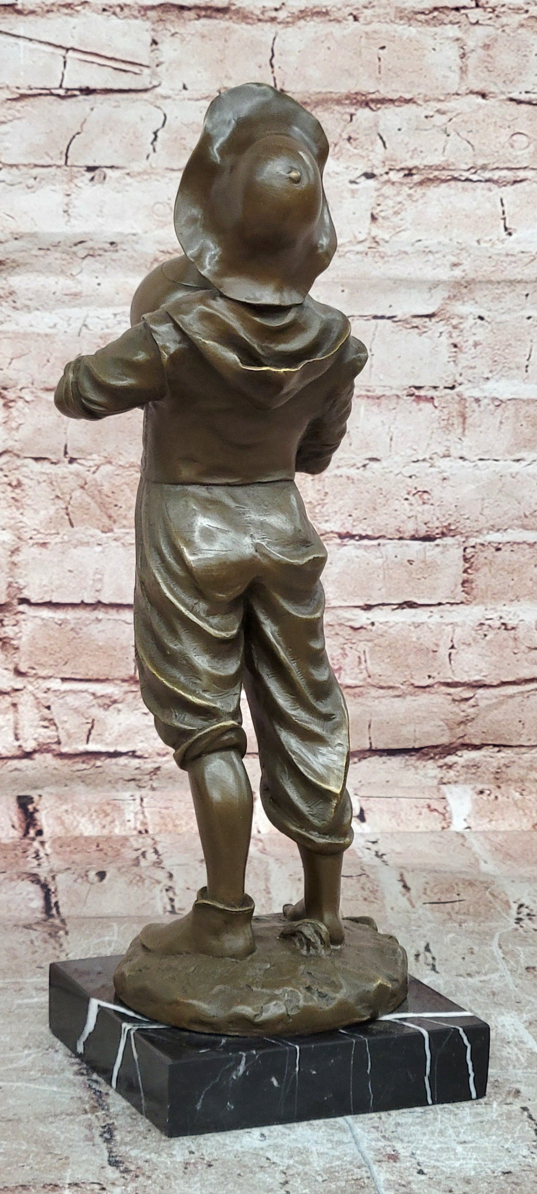 Bronze Sculpture Boy with Wine Jug Signed Paul Dubois Hand Cast Art Figurine