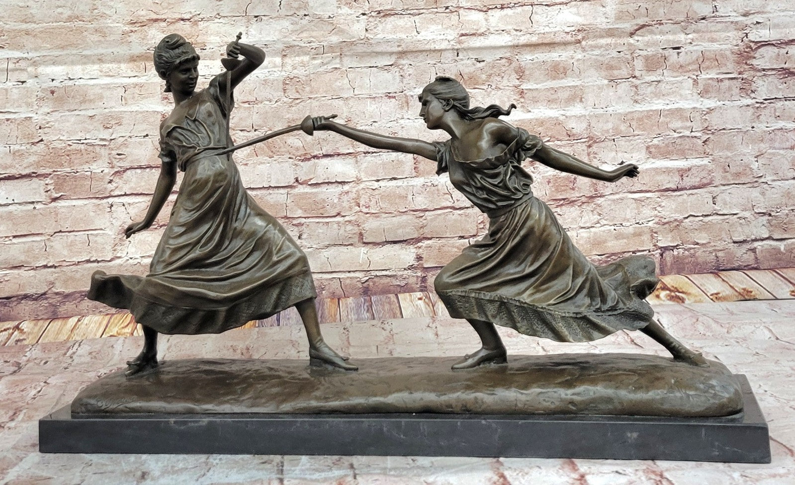 Handcrafted Bronze Fencing Lady Sculpture by Drouot - Museum Quality Sport Artwork