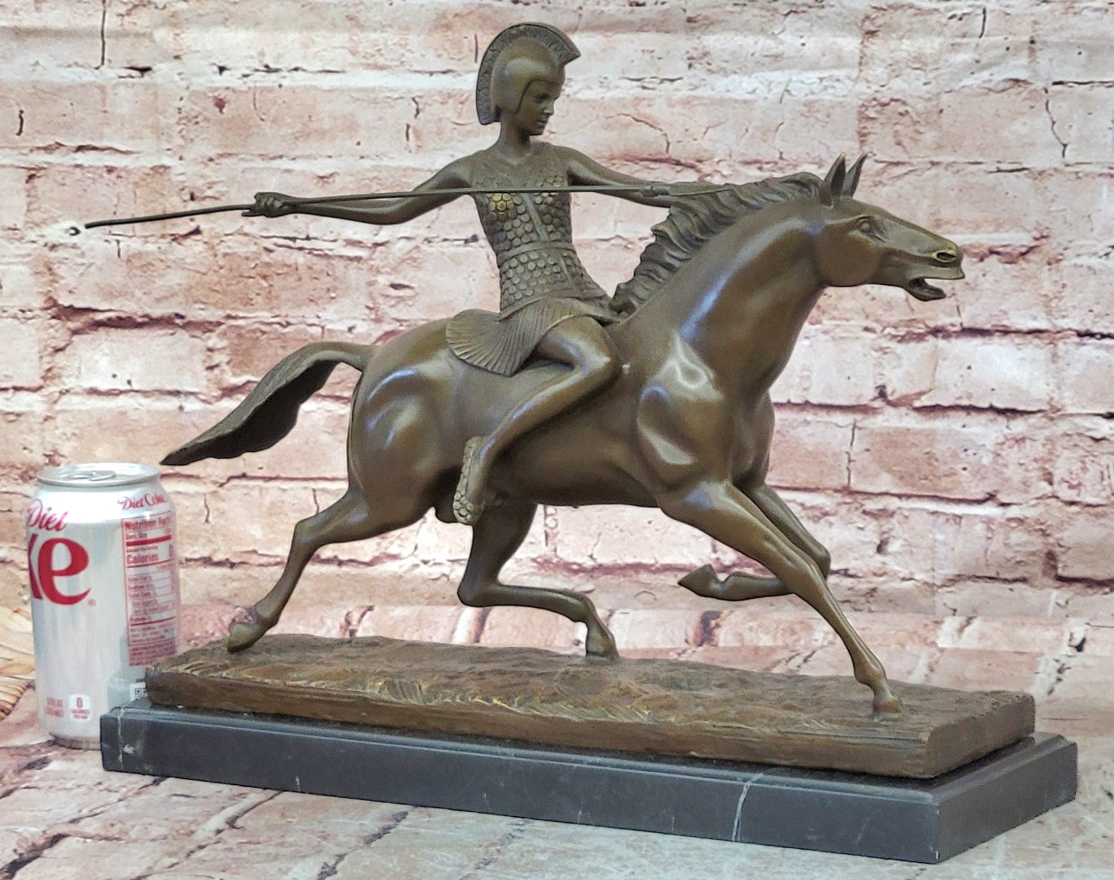 Milo Bronze Javelin Warrior Sculpture Roman Woman Horse Statue Collectible