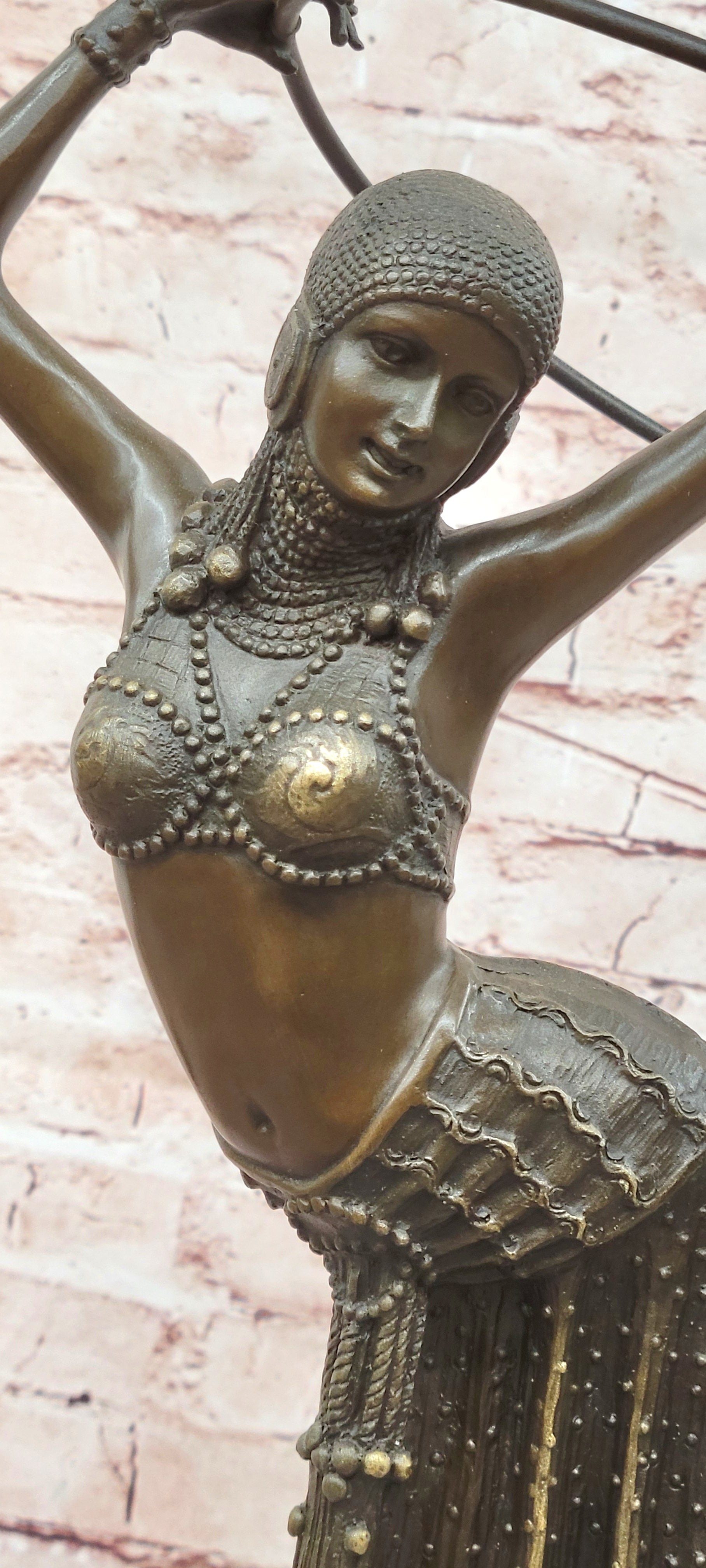 Vintage French Art Deco Bronze & Marble Sculpture of Dancer Chiparus Figurine