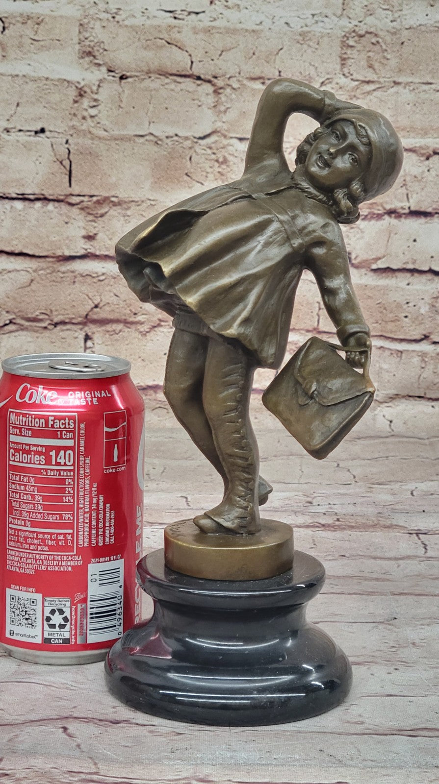 Signed Chiparus Bronze Sculpture: Girl Going to School Hot Cast Figurine