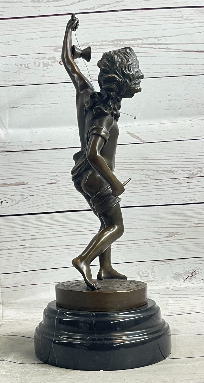 Classic Bronze Boy Playing with Yoyo Goldscheider France