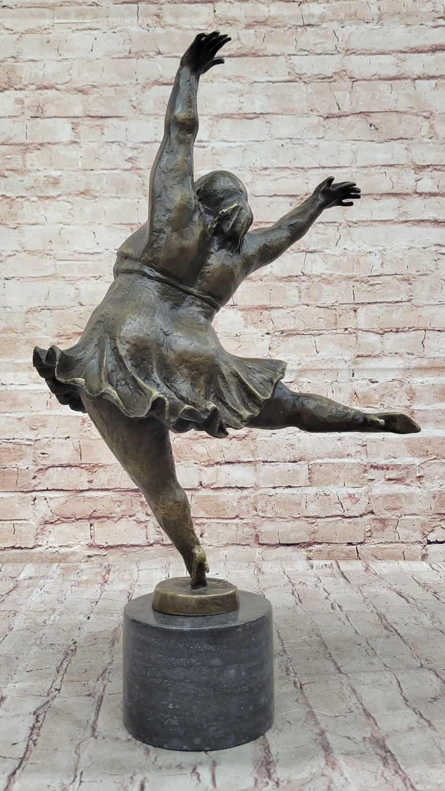 Handcrafted Detailed Verdi Patina Trophy Dancer Signed Original Bronze Sculpture
