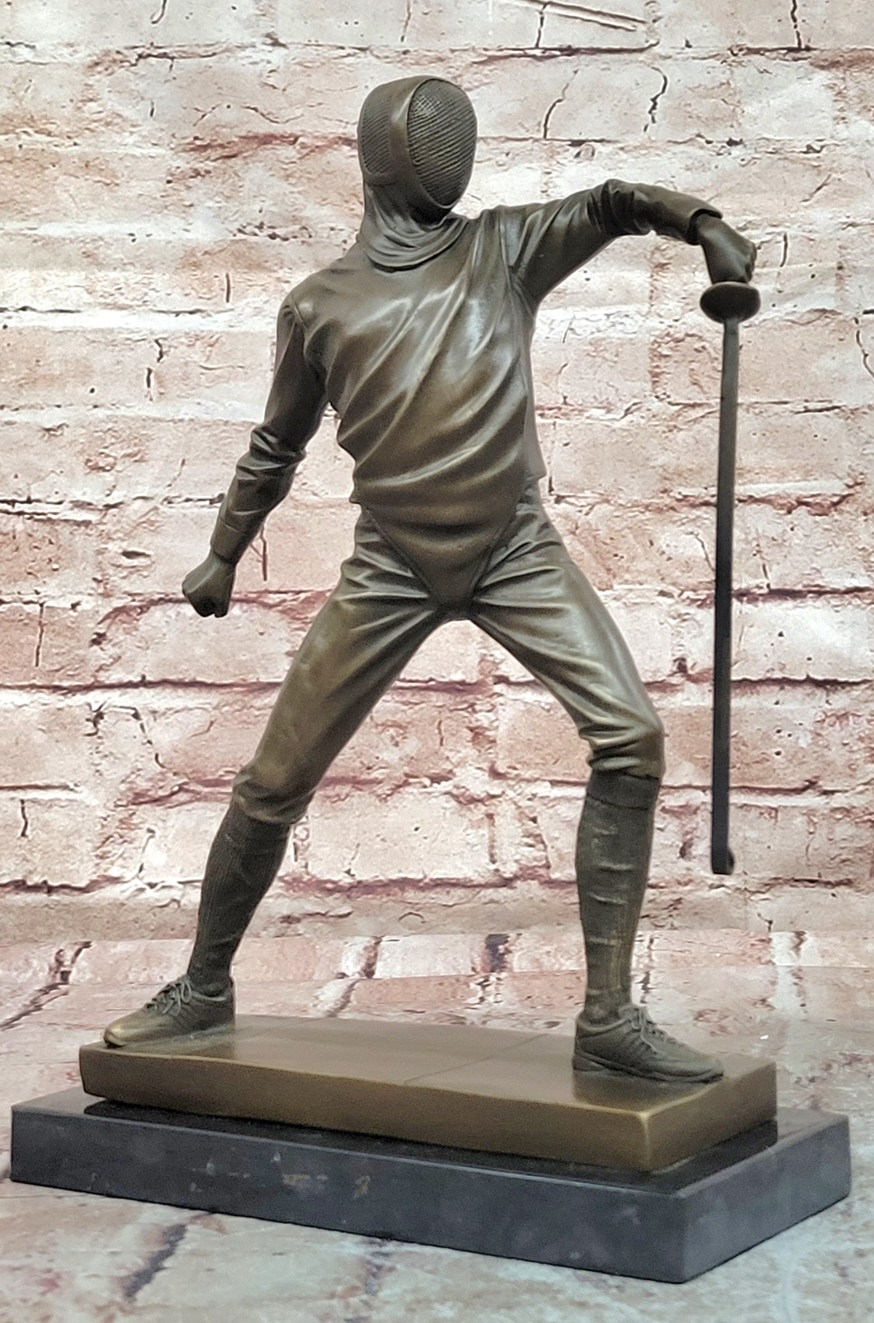 Milo Bronze Sport Statue Fencer Antique Style Collectible Sculpture Art