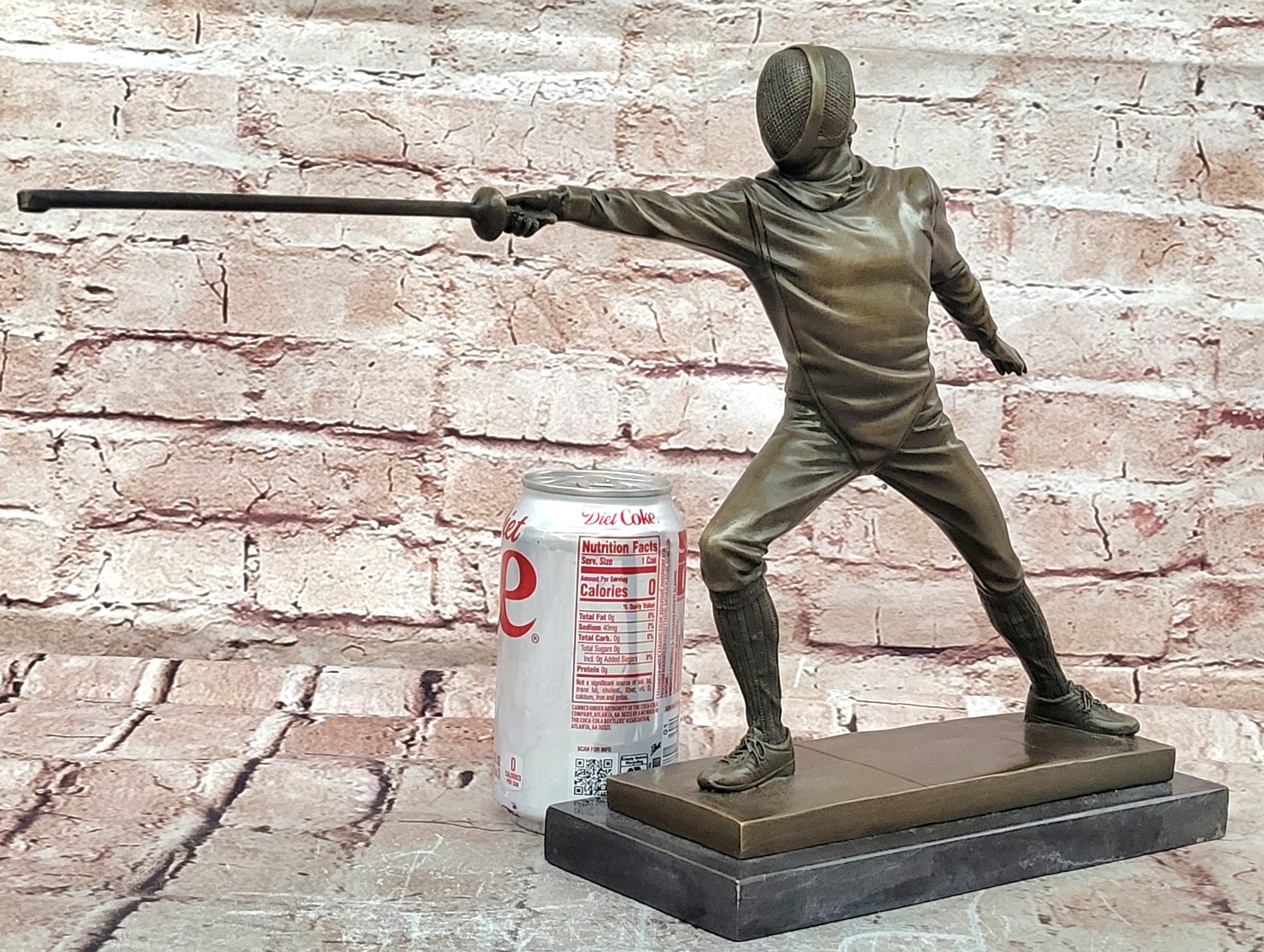 Antique Style Bronze Fencer Figurine Signed Milo Sports Art Sculpture