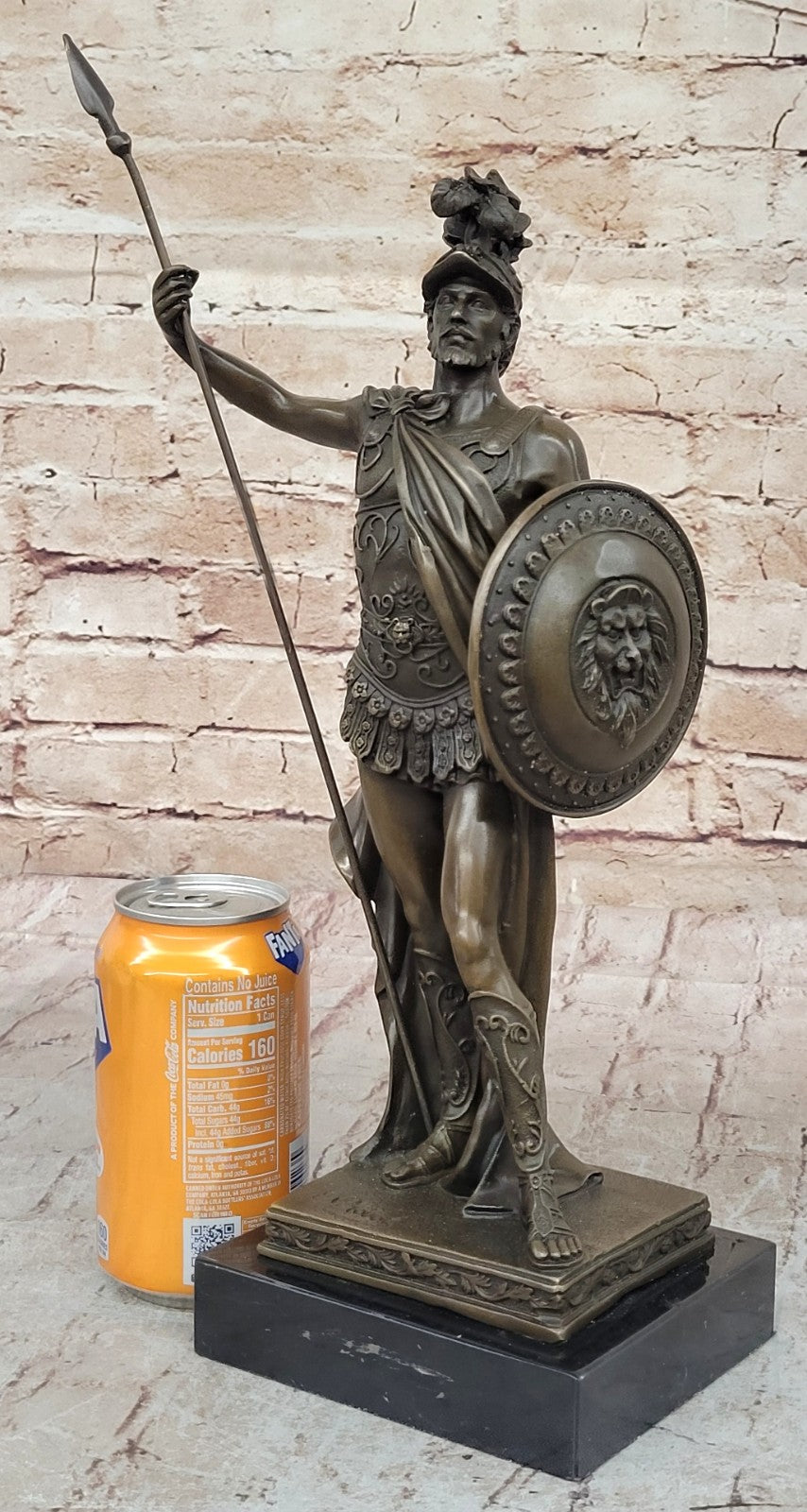 ANCIENT TIMES ROMAN LEGION SOLDIER JAVELIN SHIELD Sculpture Statue PURE Bronze