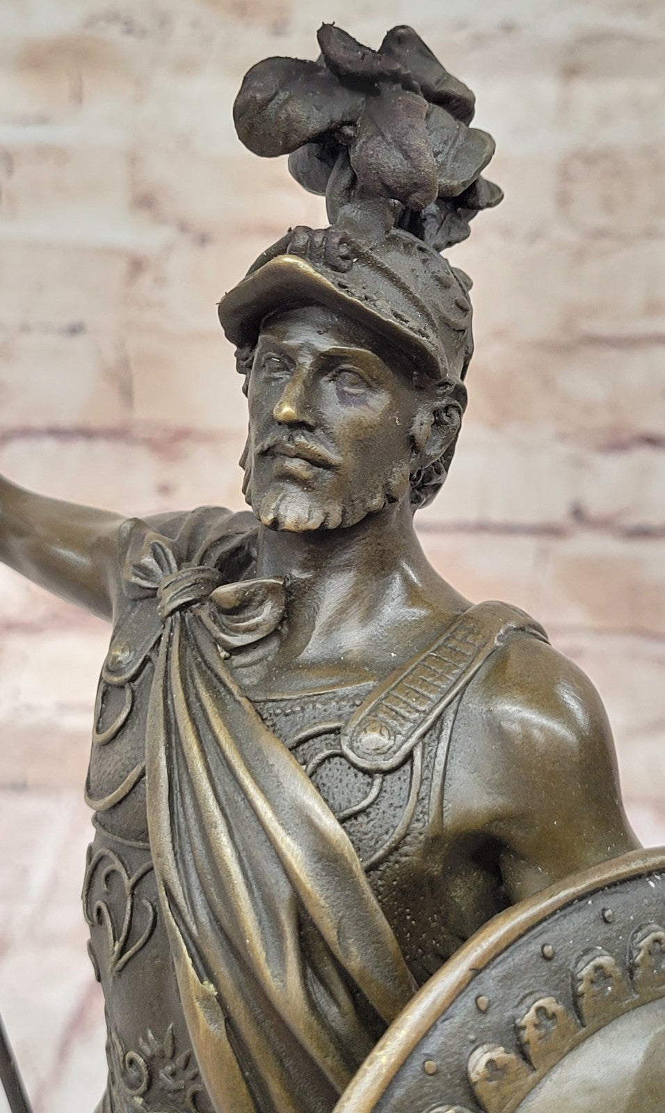 ANCIENT TIMES ROMAN LEGION SOLDIER JAVELIN SHIELD Sculpture Statue PURE Bronze