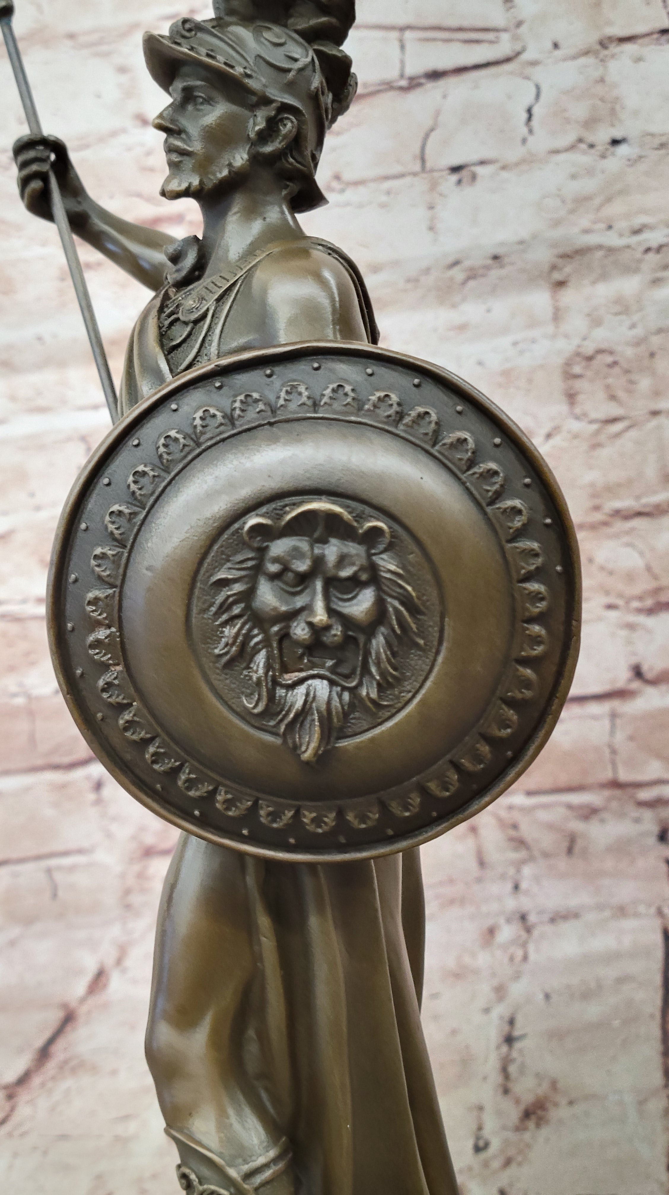 ANCIENT TIMES ROMAN LEGION SOLDIER JAVELIN SHIELD Sculpture Statue PURE Bronze