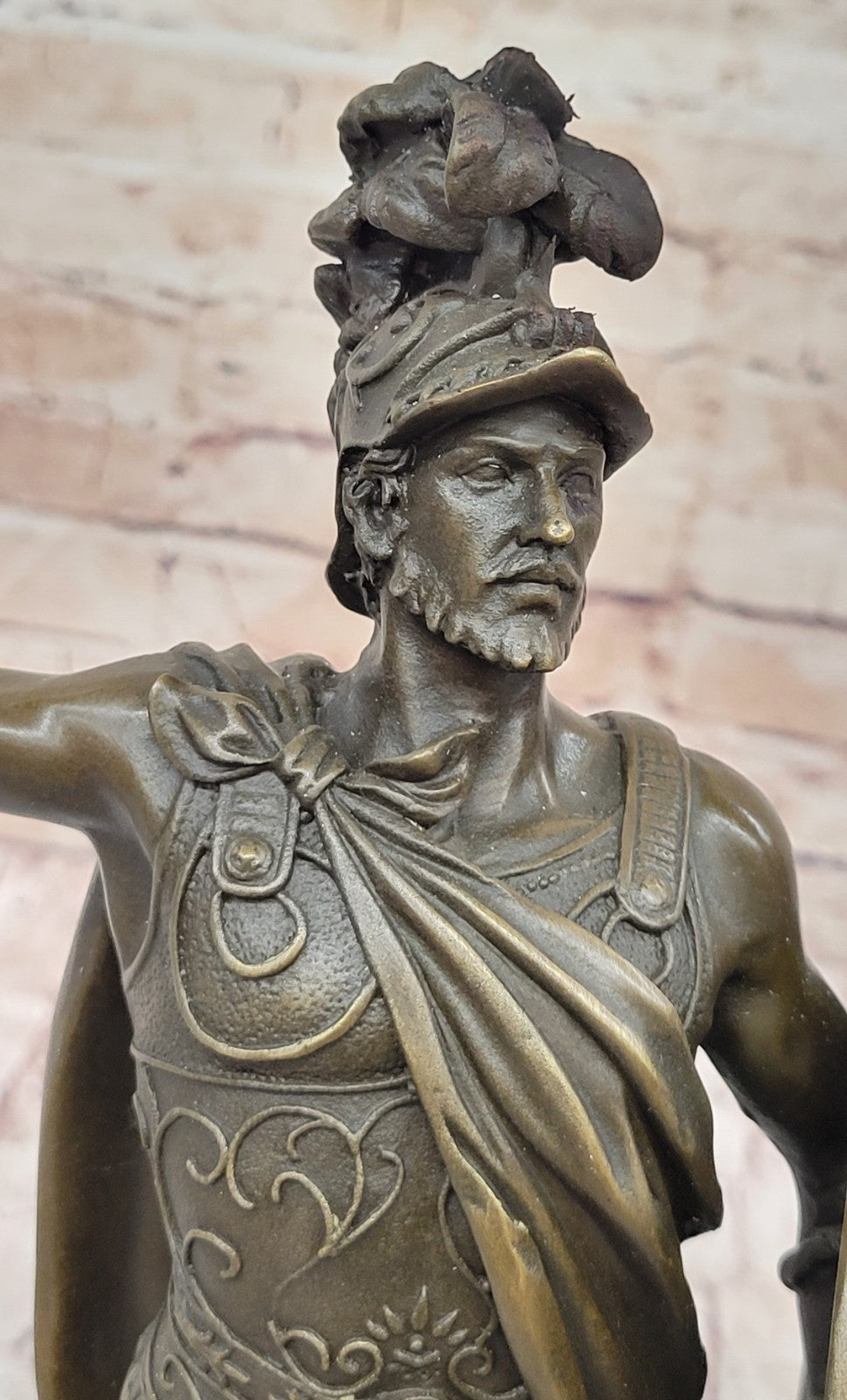 ANCIENT TIMES ROMAN LEGION SOLDIER JAVELIN SHIELD Sculpture Statue PURE Bronze