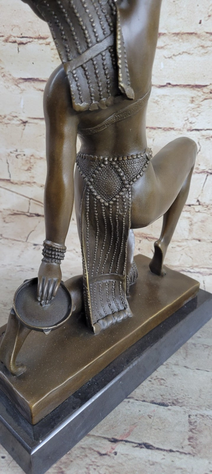 `Thais` a Rare Art Deco Patinated Bronze and Carved Statue Model of an Exotic Dancer