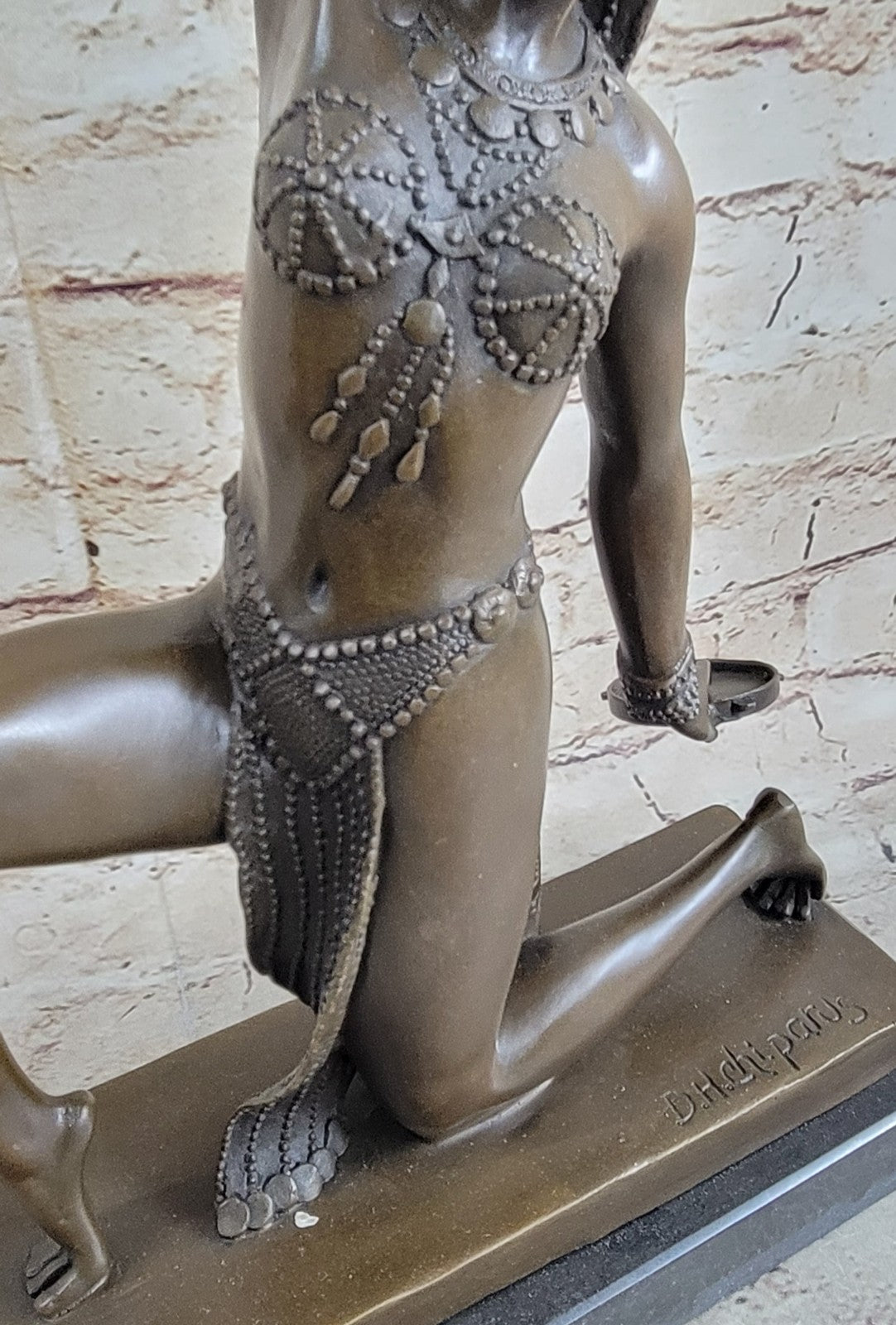 `Thais` a Rare Art Deco Patinated Bronze and Carved Statue Model of an Exotic Dancer