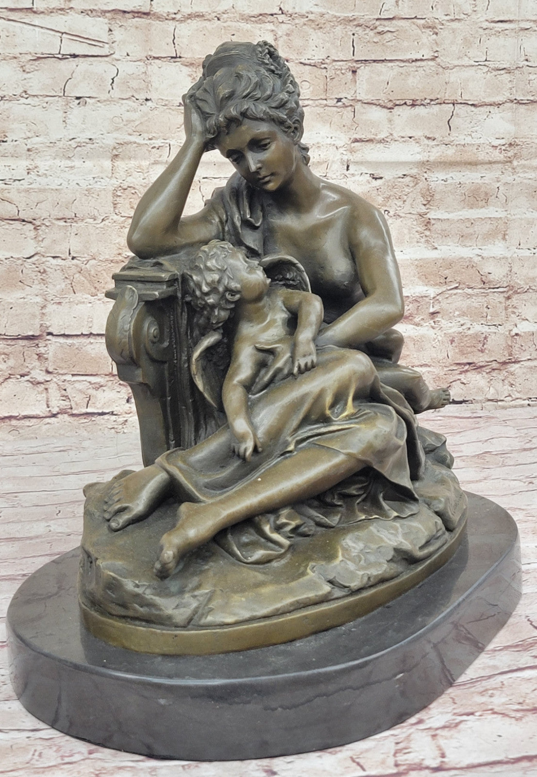 Collector`s Edition Mother and Child Bronze Sculpture Handcrafted by Belleuse
