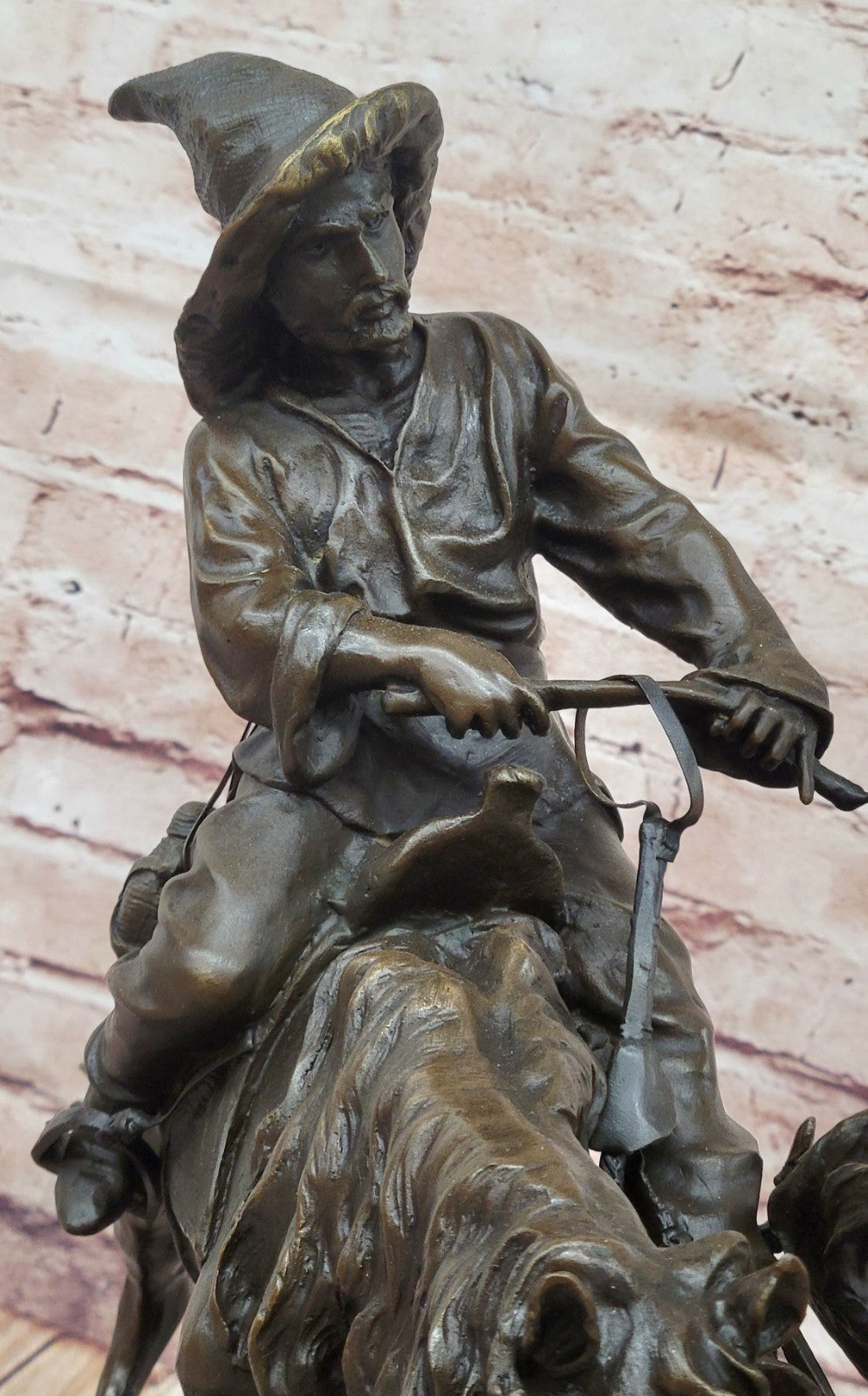 Handmade Bronze Wild Horse Breaking Statue - Heavy Cowboy Artwork Figure