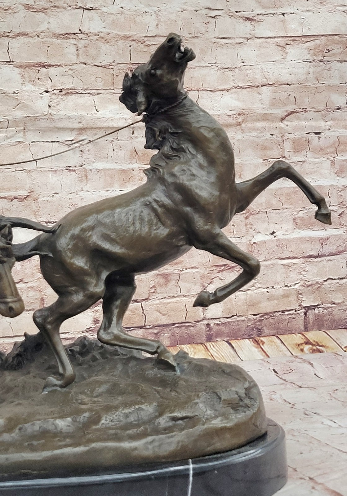 Handmade Bronze Wild Horse Breaking Statue - Heavy Cowboy Artwork Figure