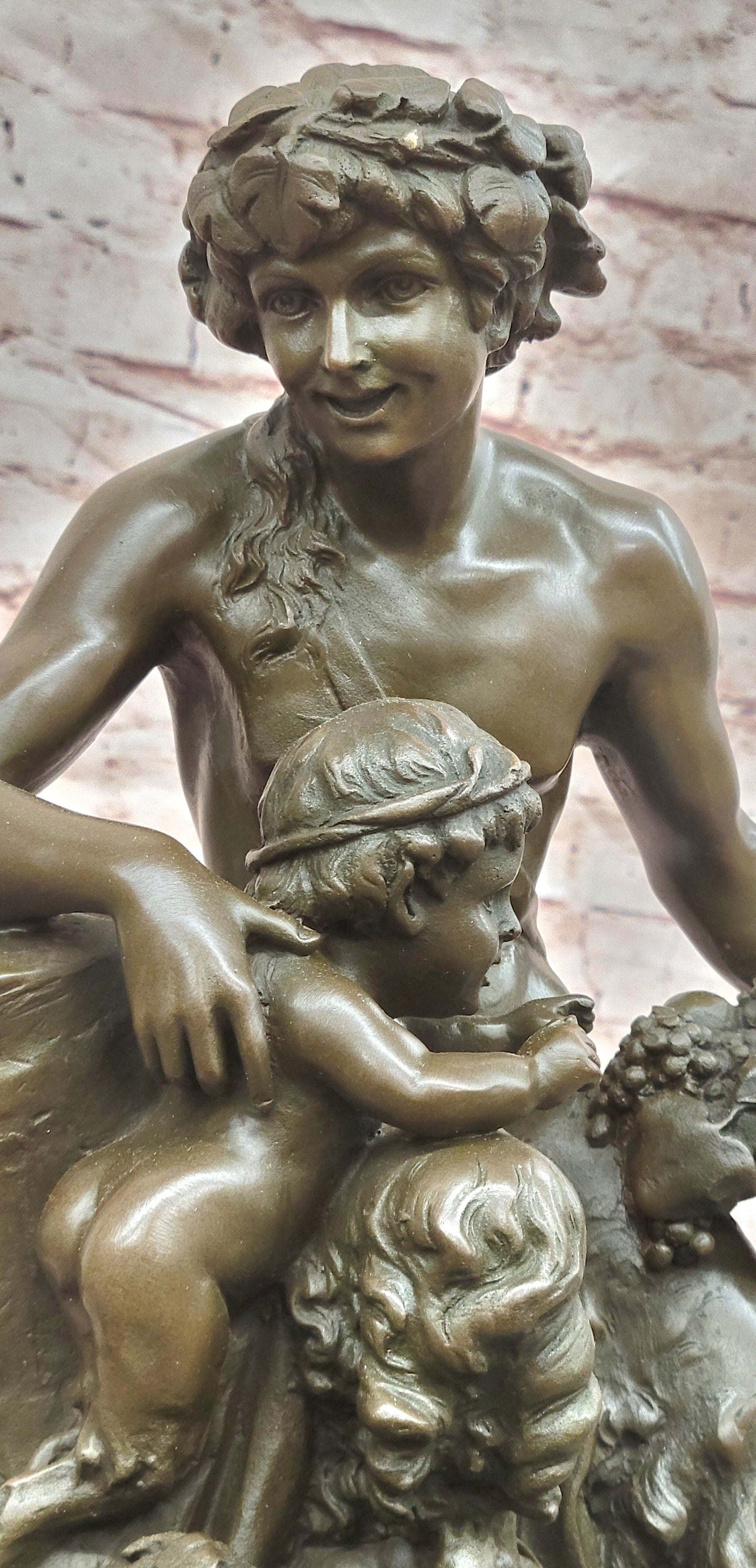 Bronze Putti and Satyr Statue Signed Clodion Classical Mythology Sculpture