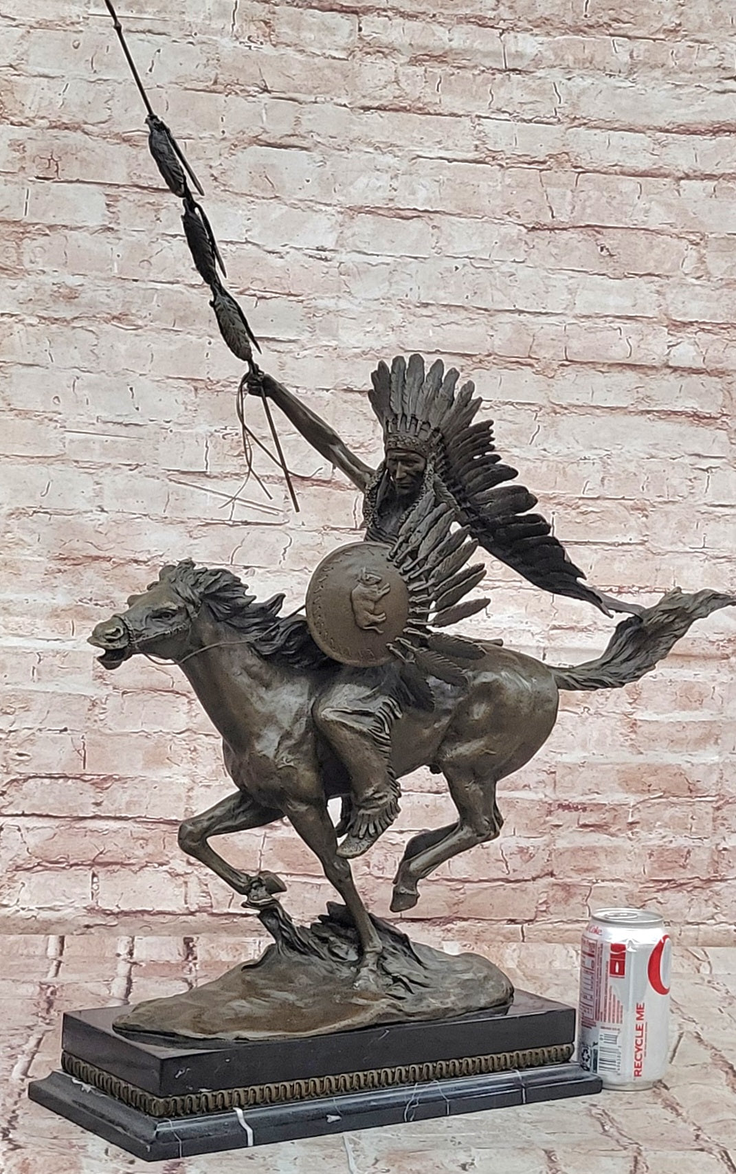 Milo`s Native Warrior: Signed Bronze Sculpture - American Indian on Horse