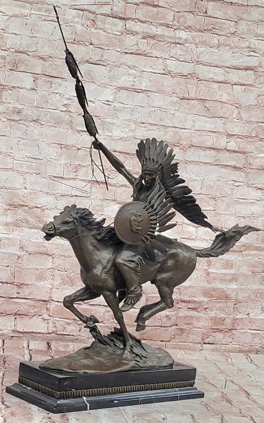 Milo`s Native Warrior: Signed Bronze Sculpture - American Indian on Horse