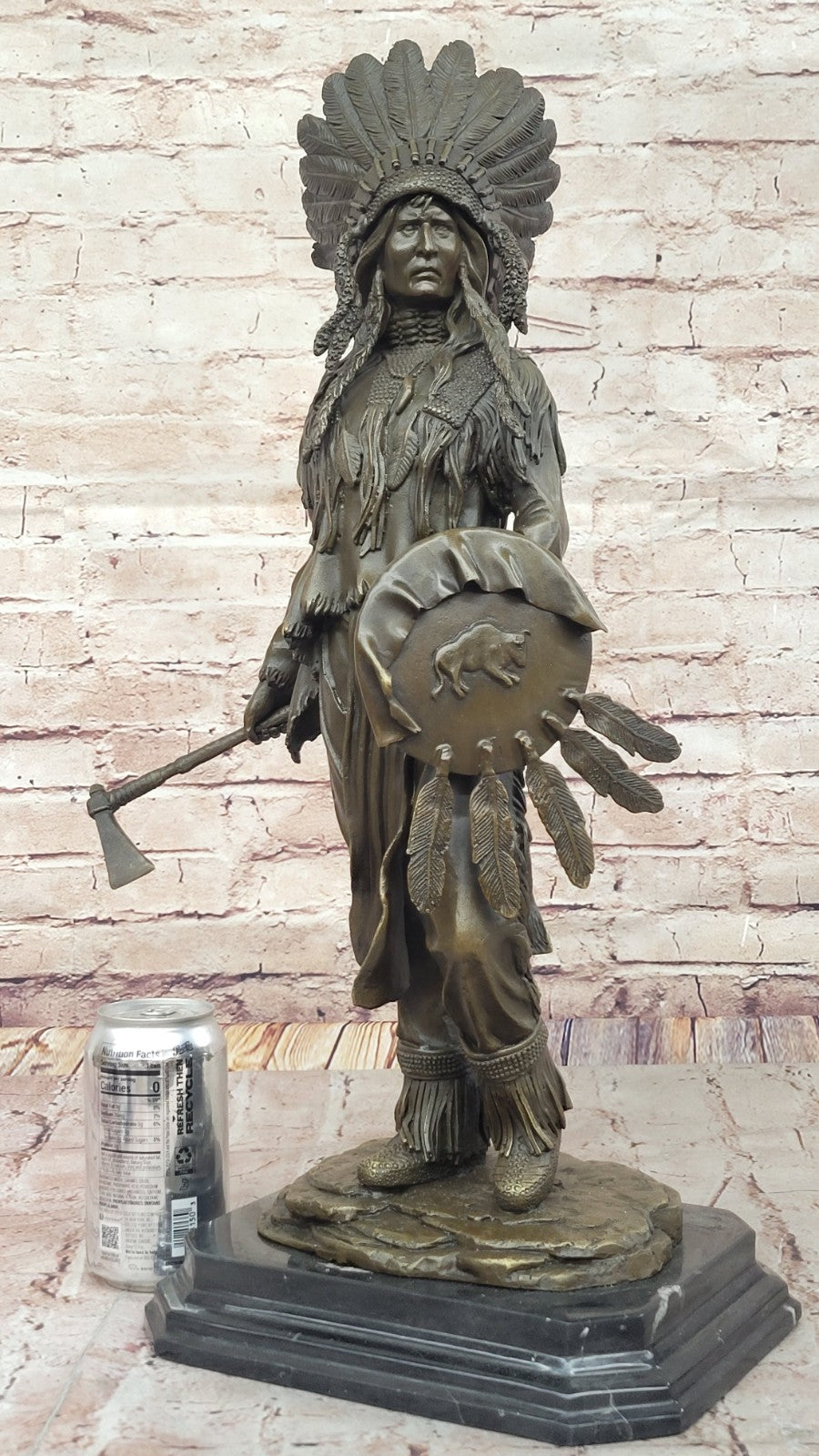 Timeless Beauty: Handcrafted Sioux Chief Indian Bronze Sculpture by Mario Nick Sale