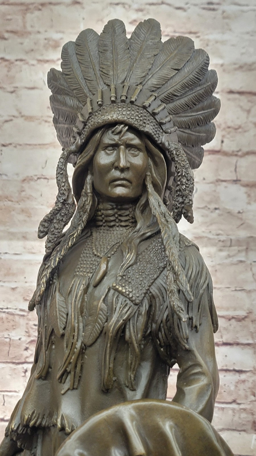 Timeless Beauty: Handcrafted Sioux Chief Indian Bronze Sculpture by Mario Nick Sale
