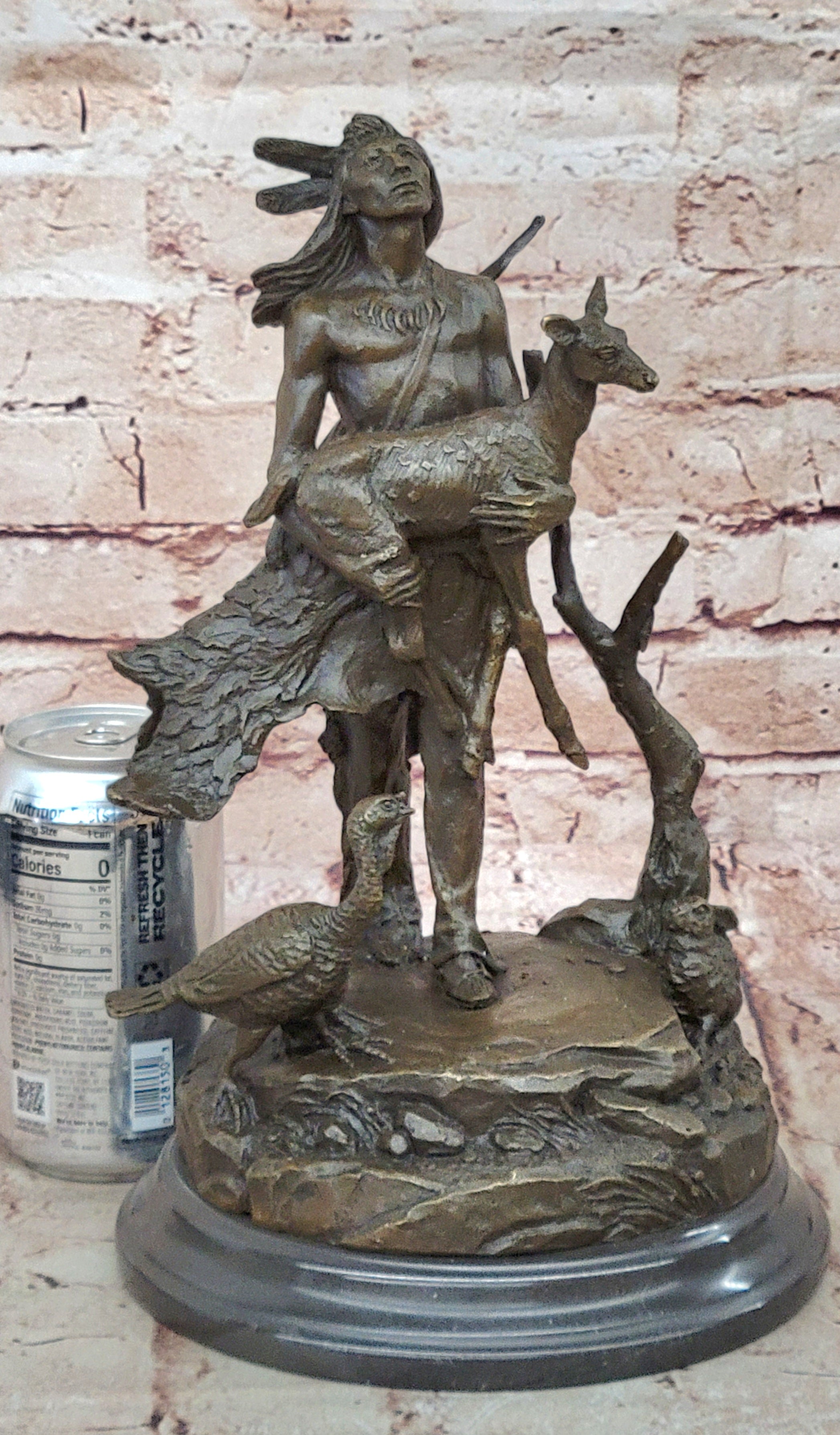 Art Deco Hand Made Bronze Sculpture of Native Indian Chief Christmas Gift Statue