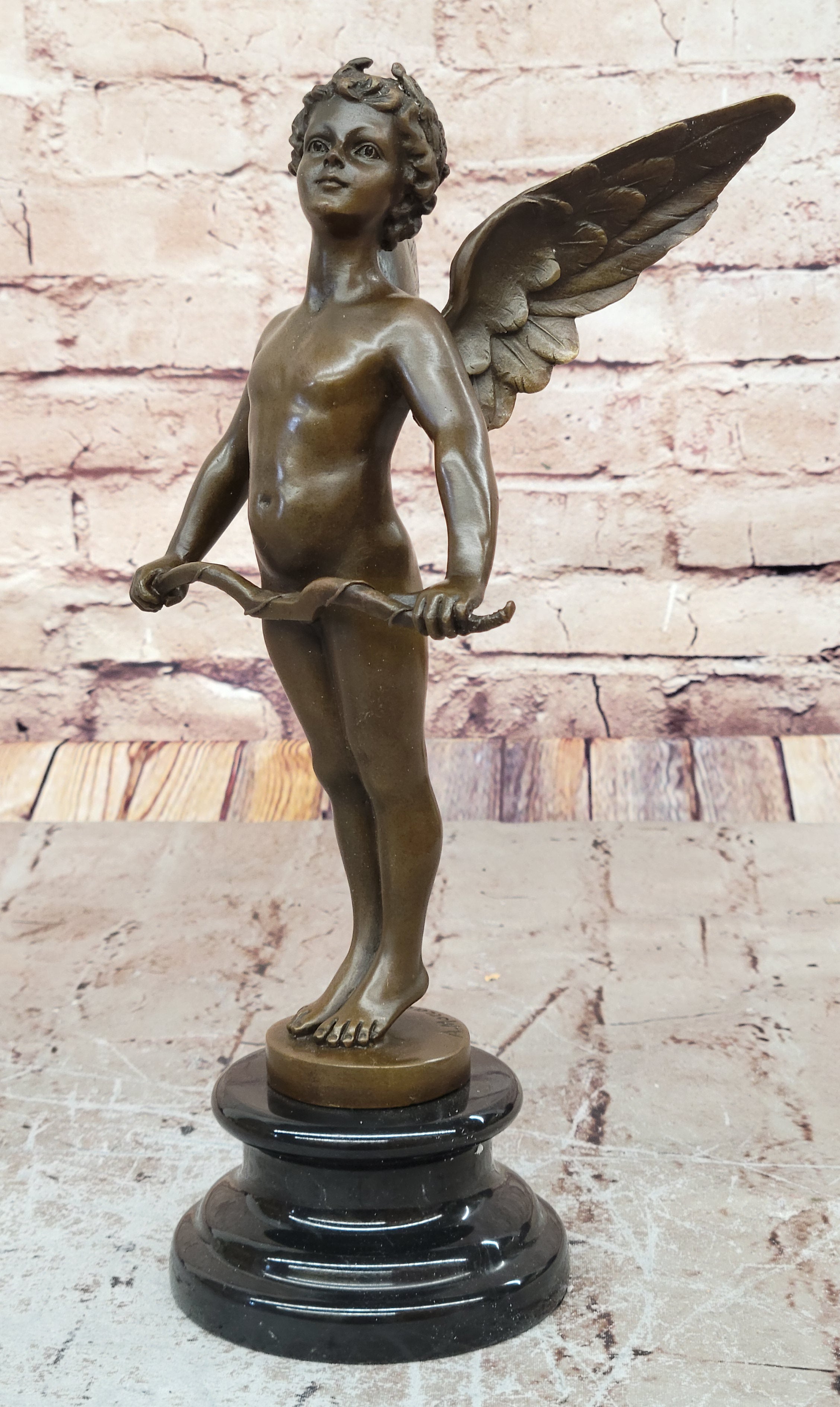 Graceful Wings: Signed Moreau Art Deco Bronze Sculpture Cherub Sculpture