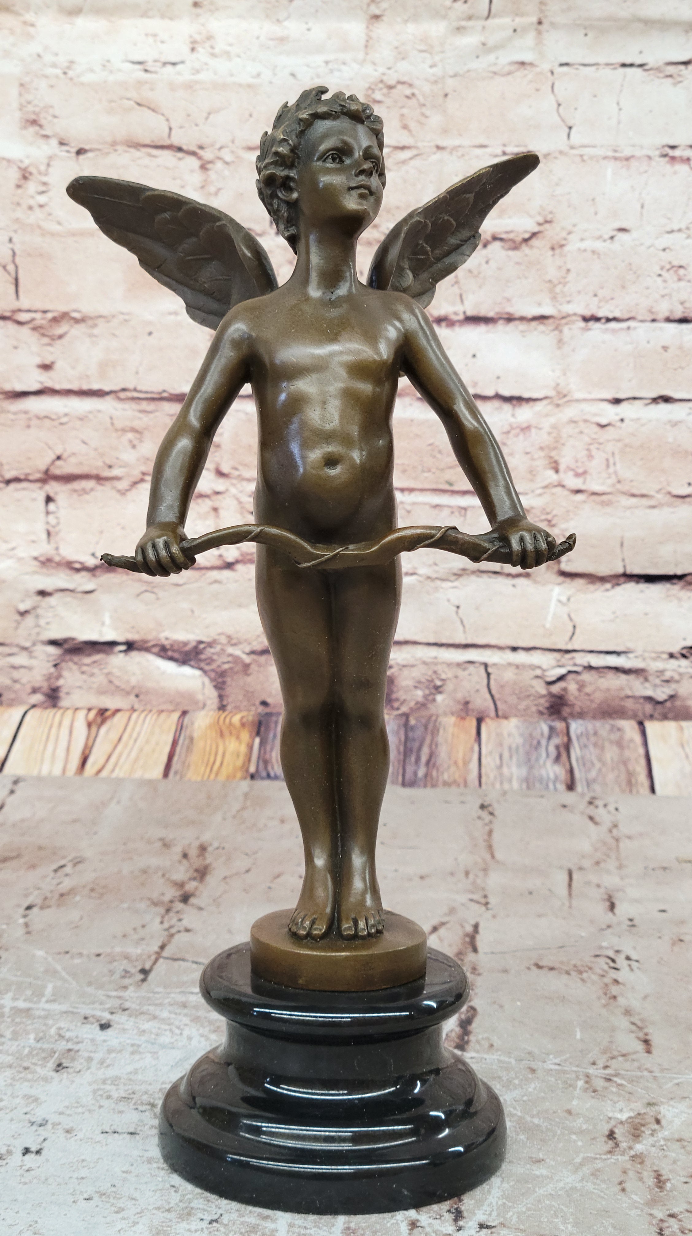 Graceful Wings: Signed Moreau Art Deco Bronze Sculpture Cherub Sculpture