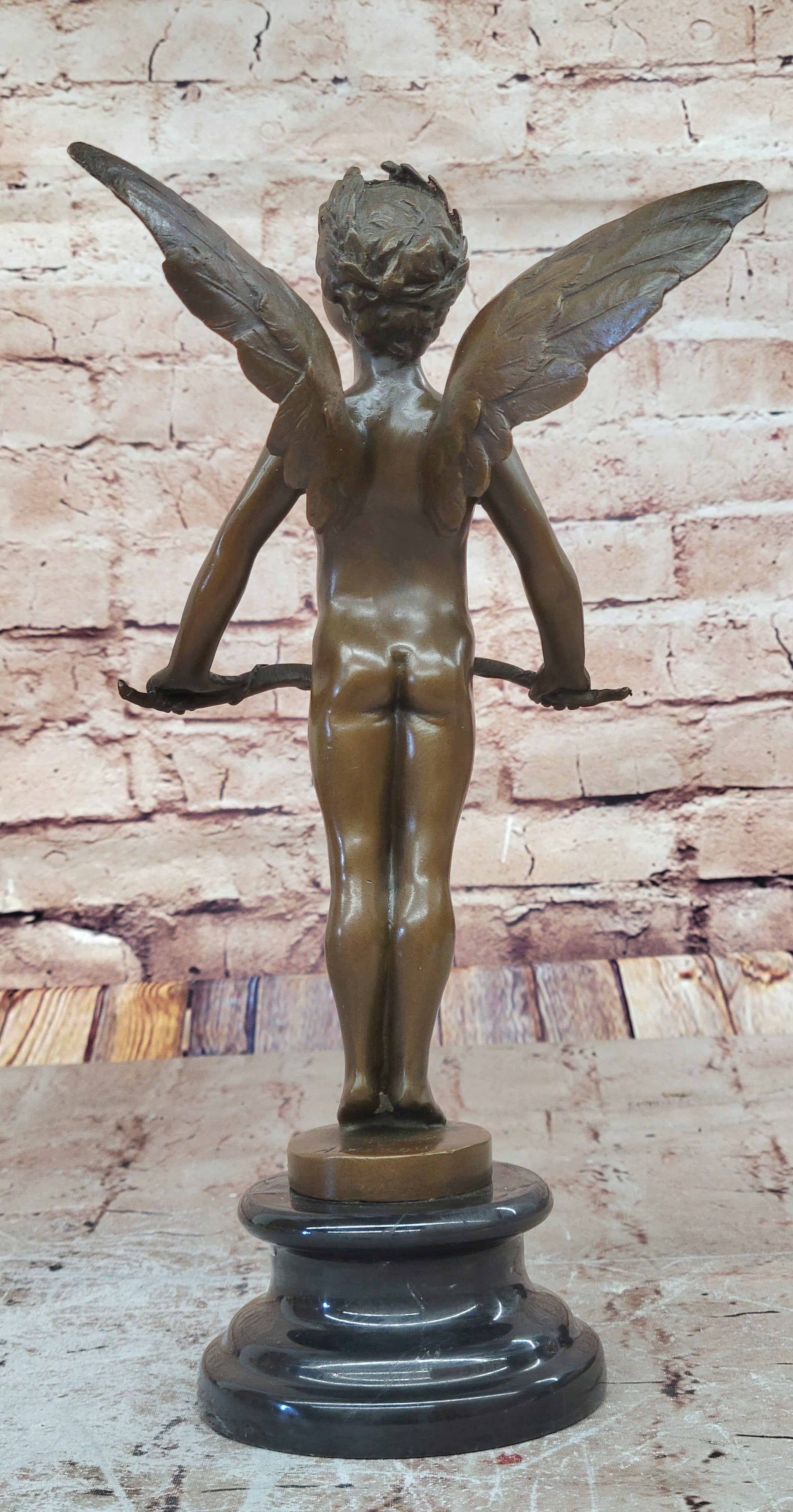 Graceful Wings: Signed Moreau Art Deco Bronze Sculpture Cherub Sculpture